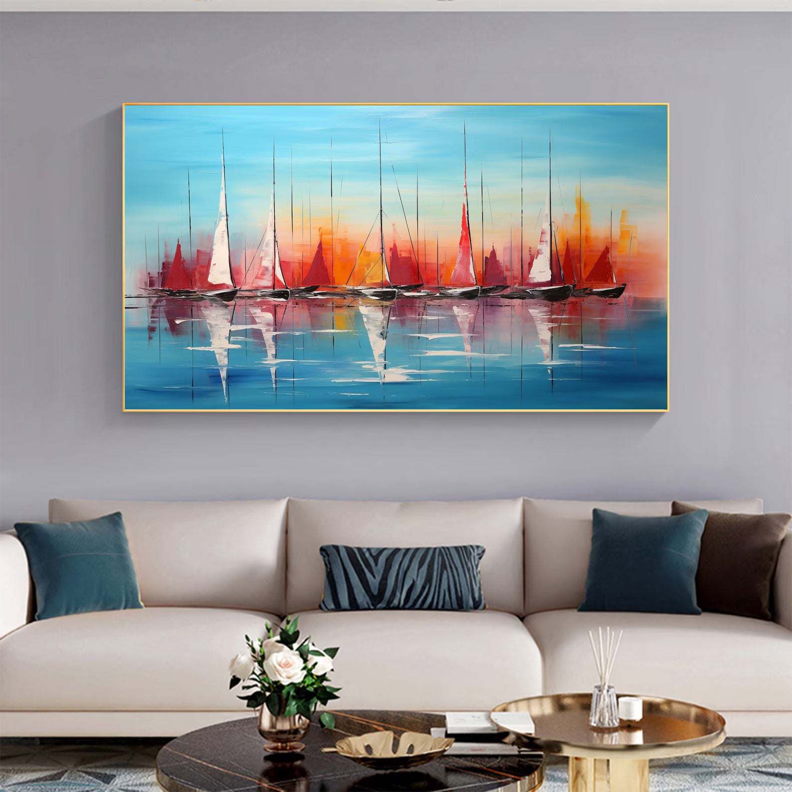 Textured Sailboat Opulence | Sunset Glow