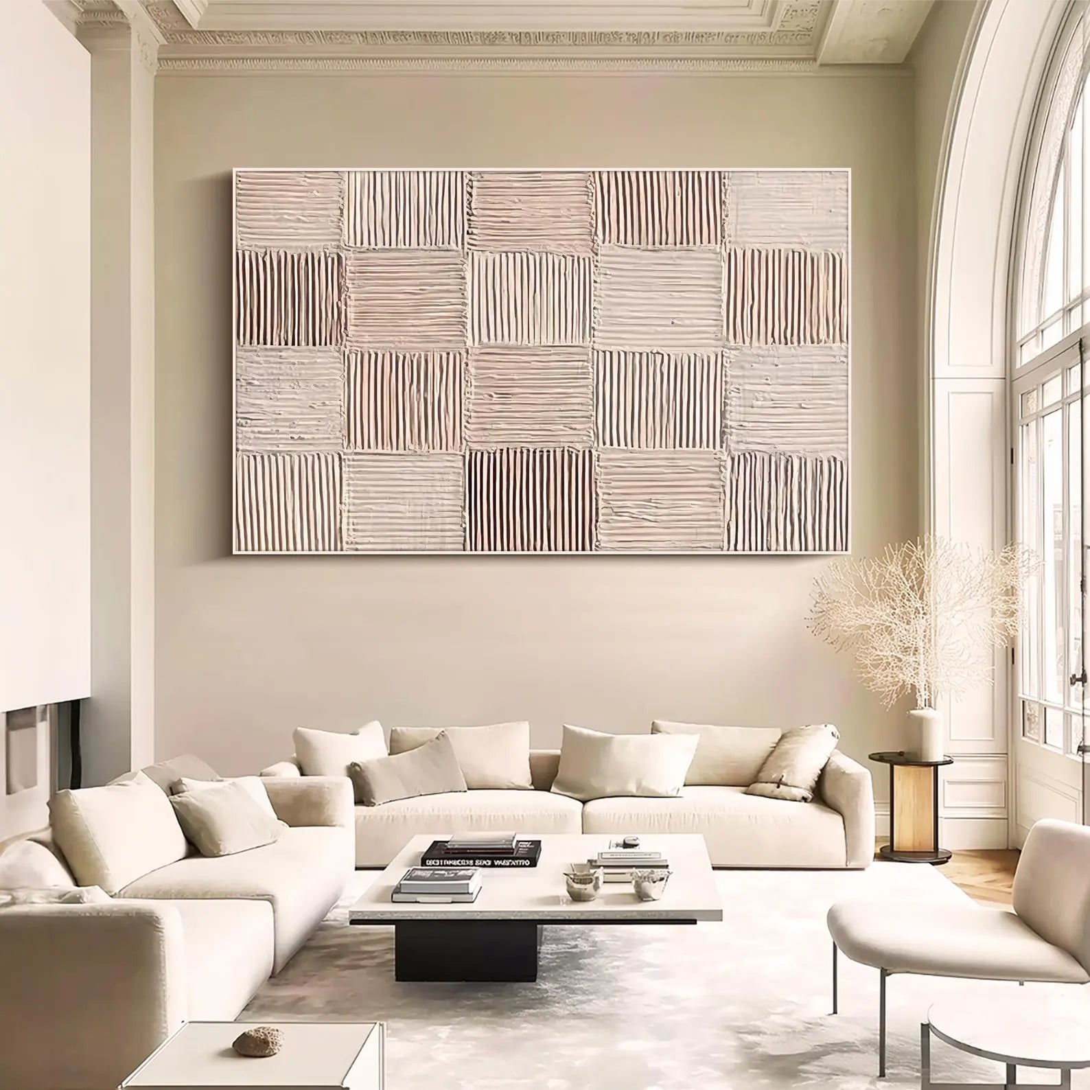 Textured Grid Serenity | Soft Neutrals