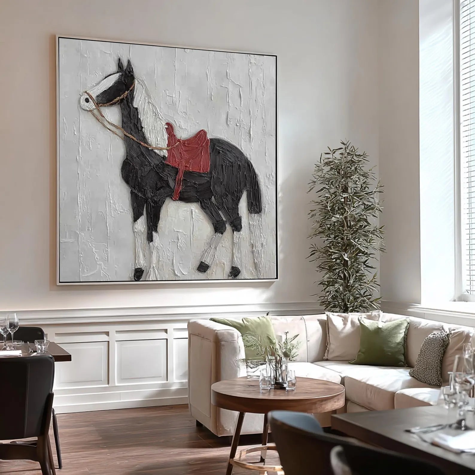 Textured Equine Elegance | Black Red