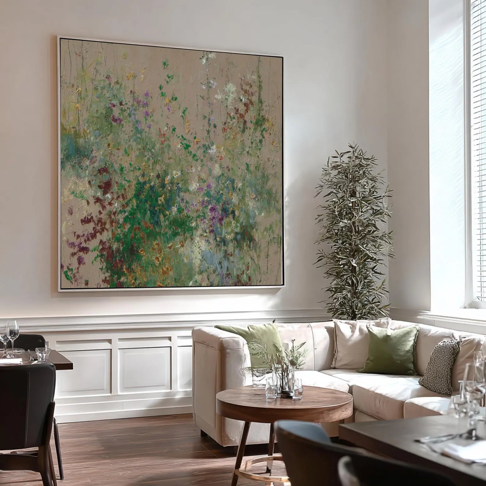 Textured Floral Whimsy | Green Beige