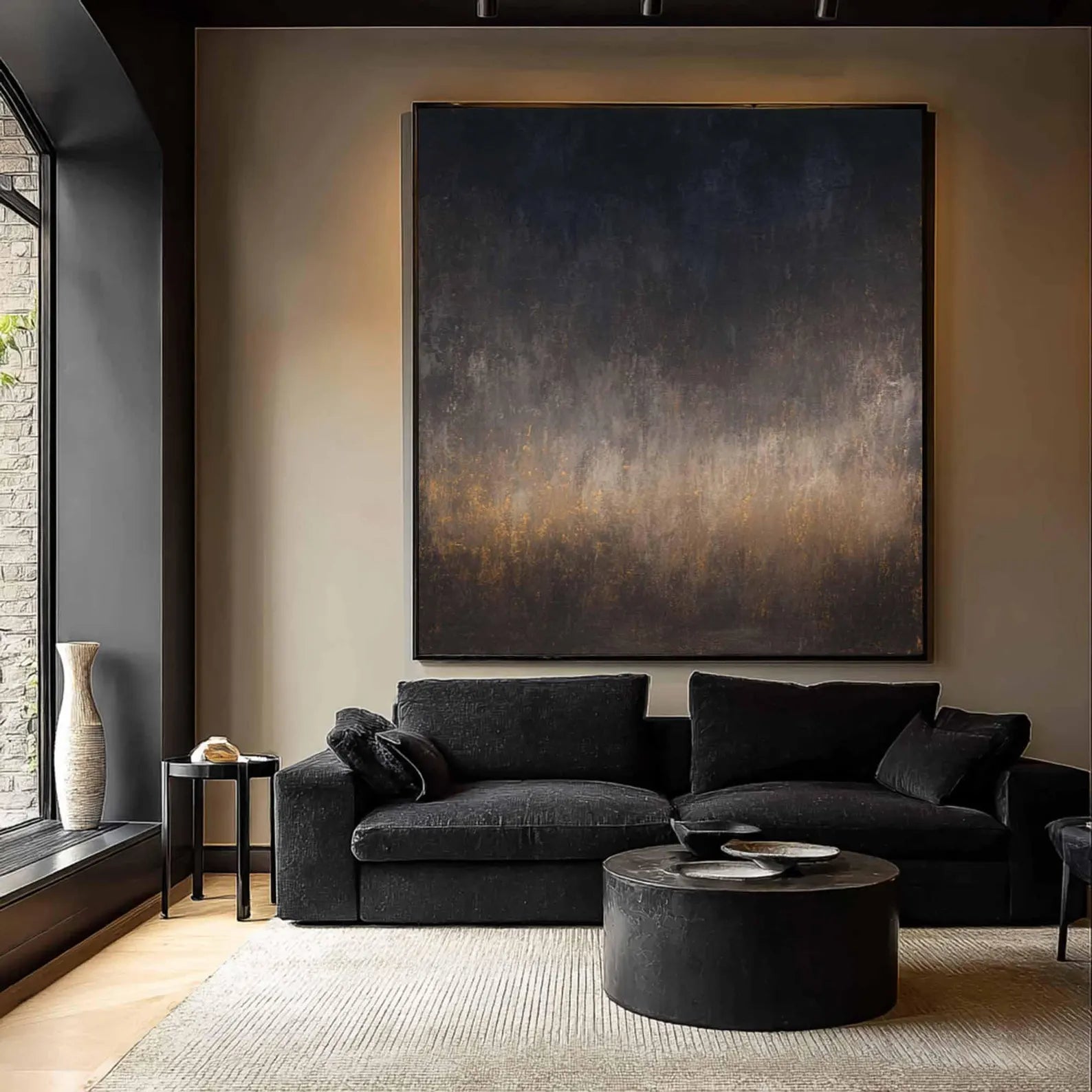 Textured Gradient Art | Midnight Gold Sophistication