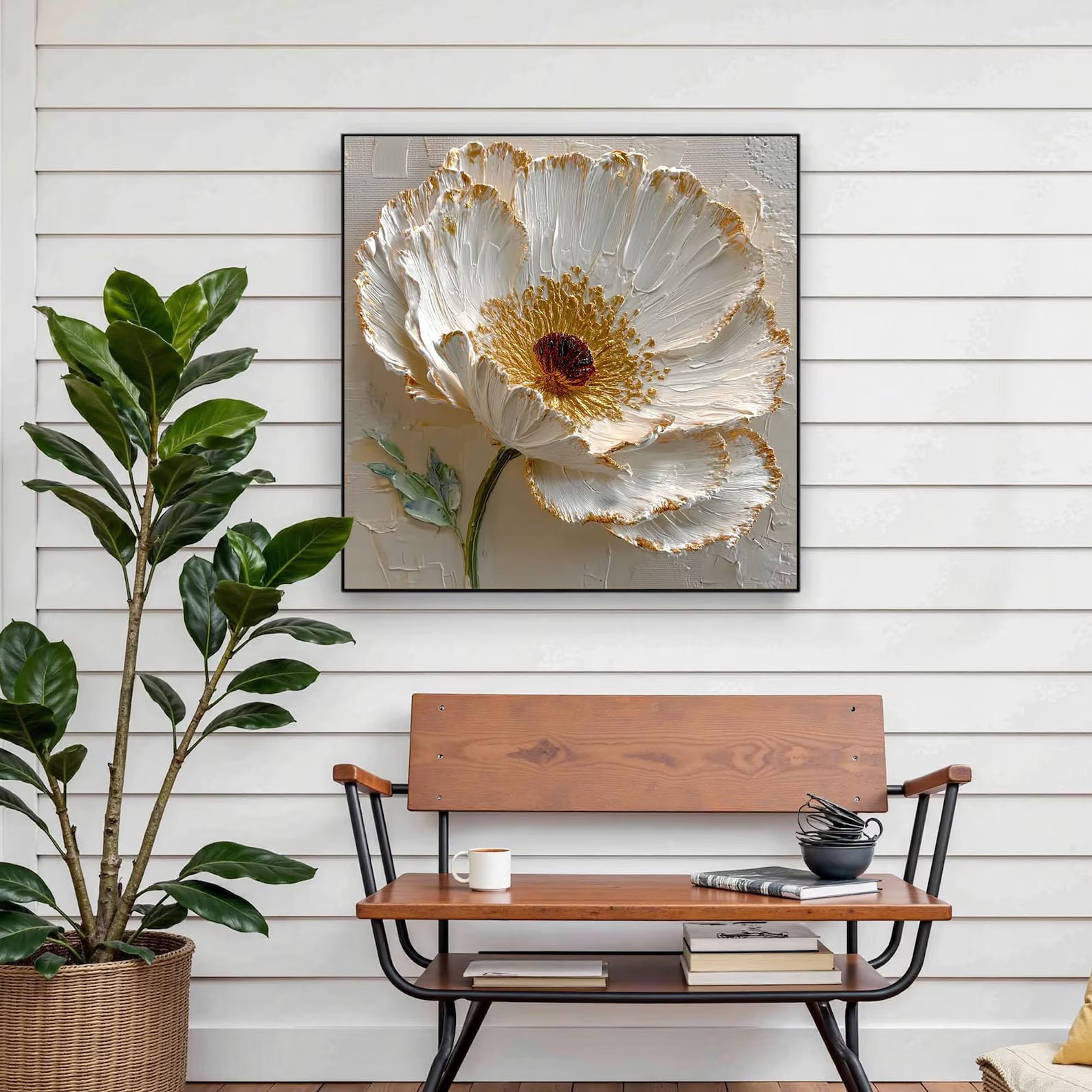 Textured Floral Splendor | Gold Edged