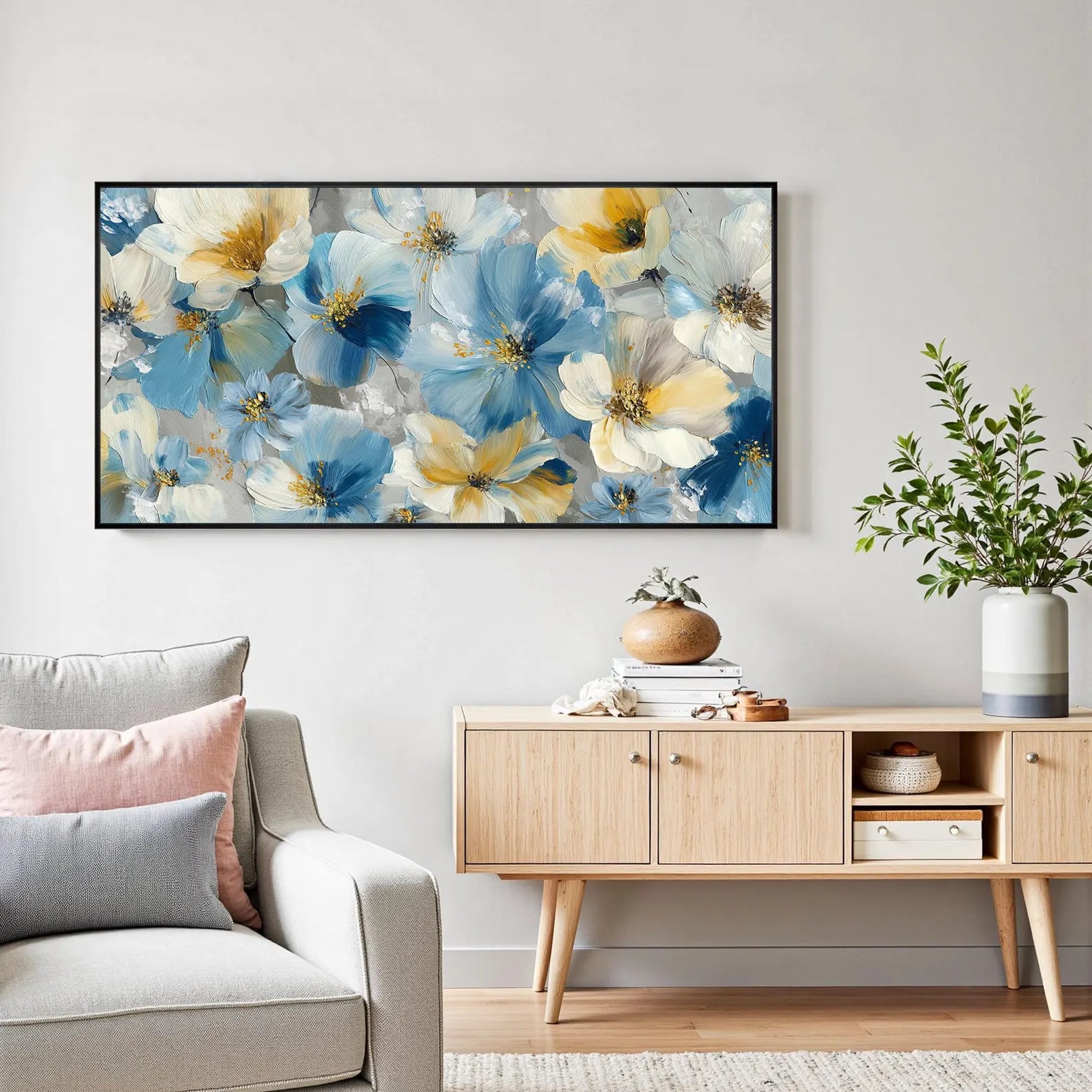 Textured Floral Opulence | Azure Blooms