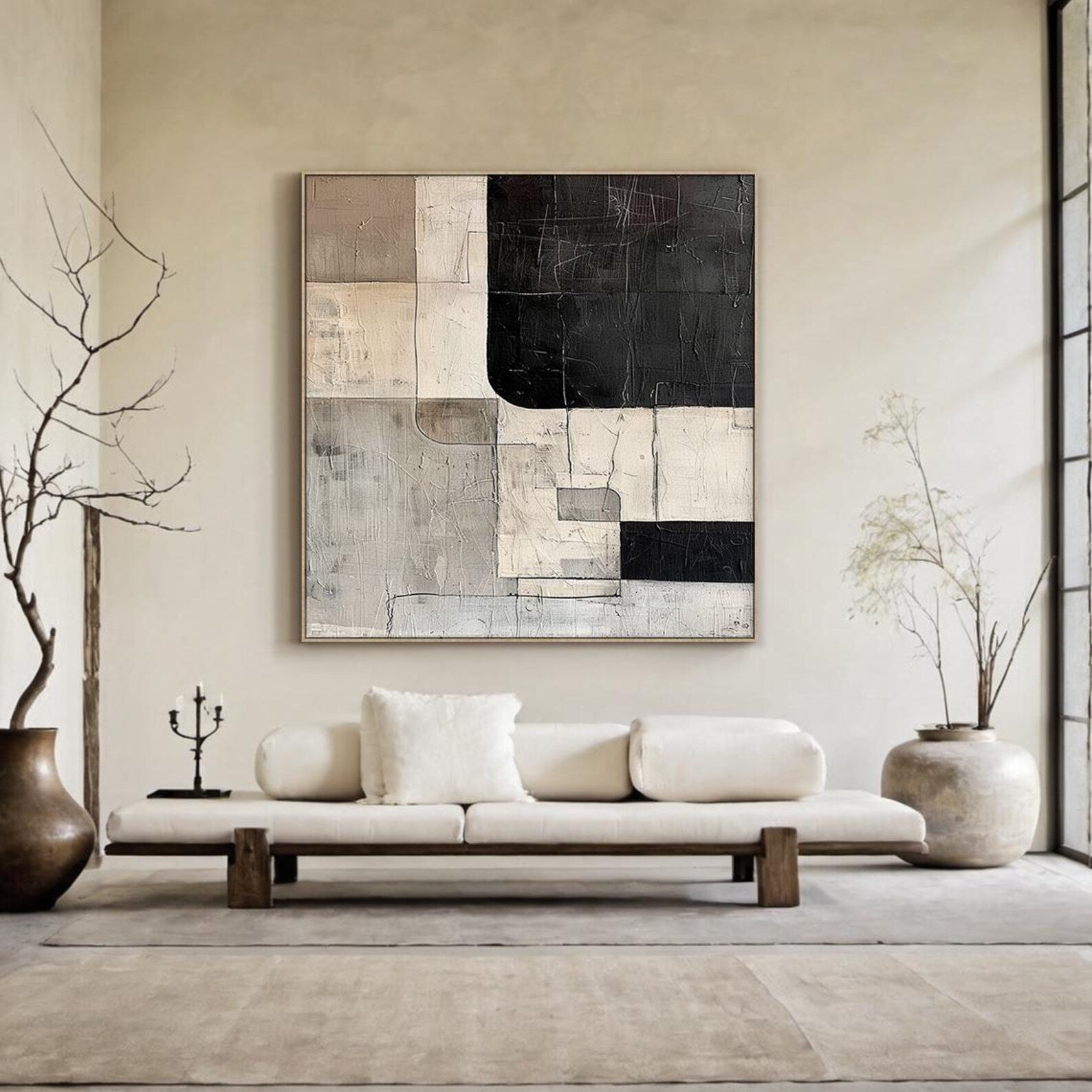 Textured Geometric Contrast | Black Gray