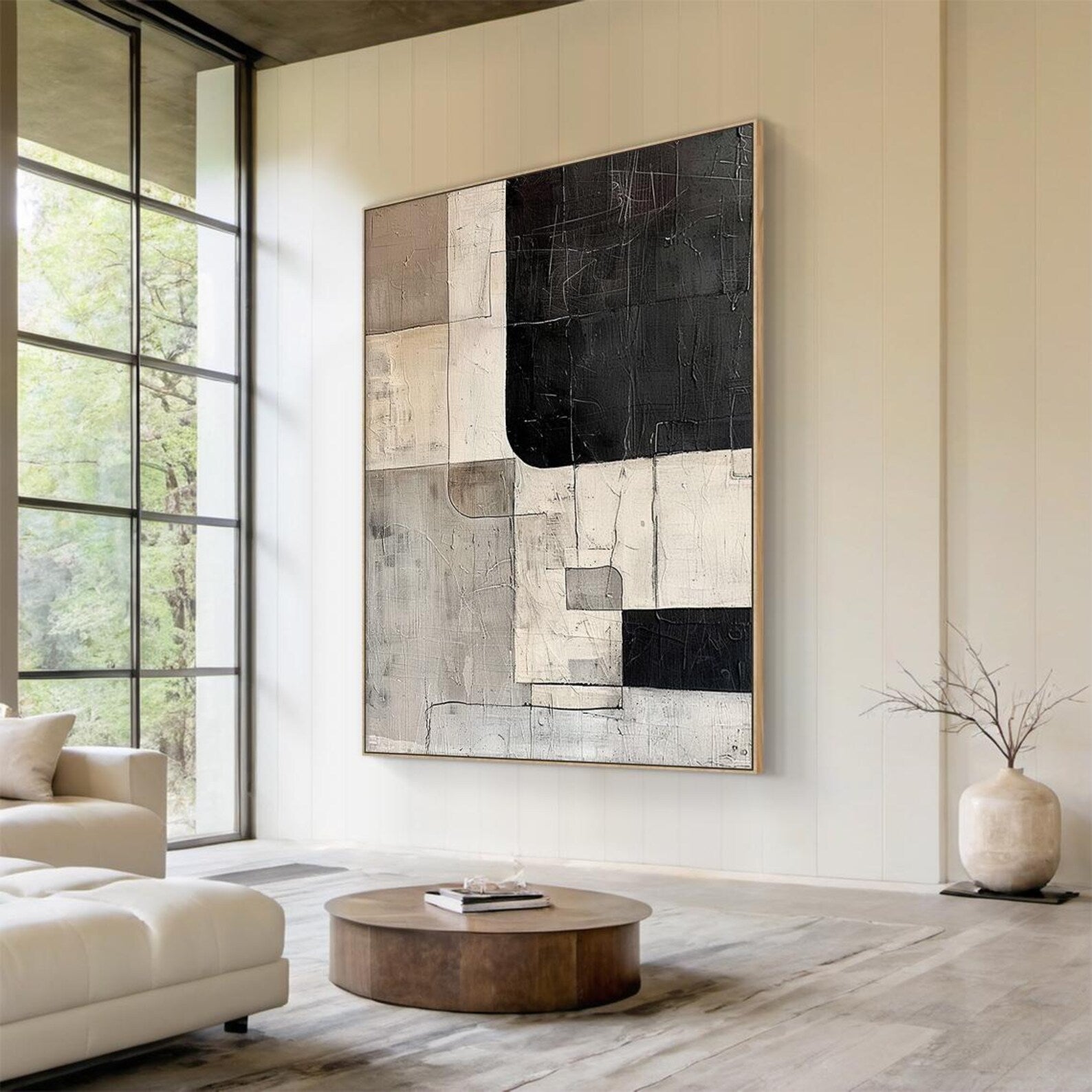 Textured Geometric Contrast | Black Gray