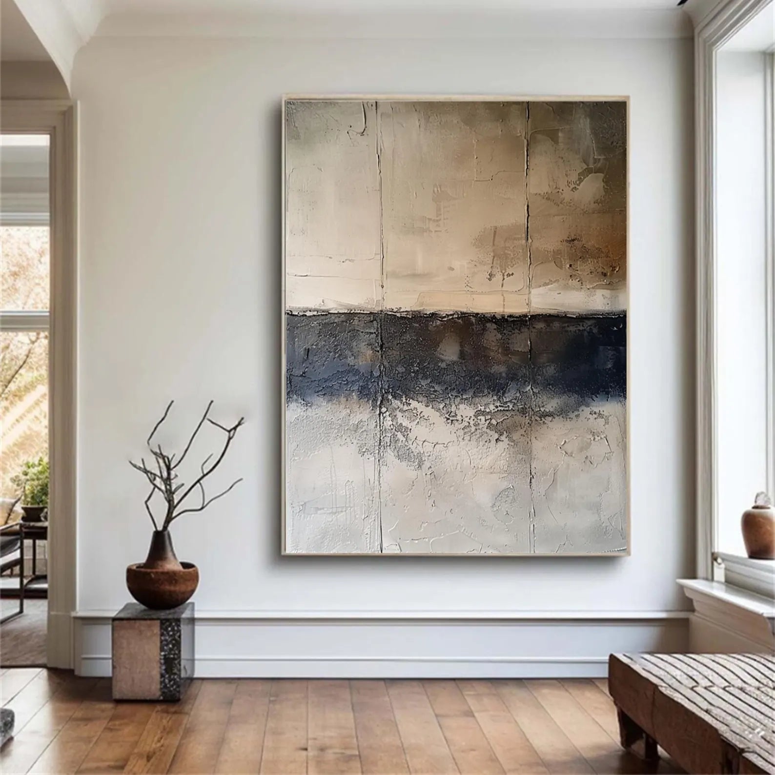 Textured Neutral Contrast | Beige Navy