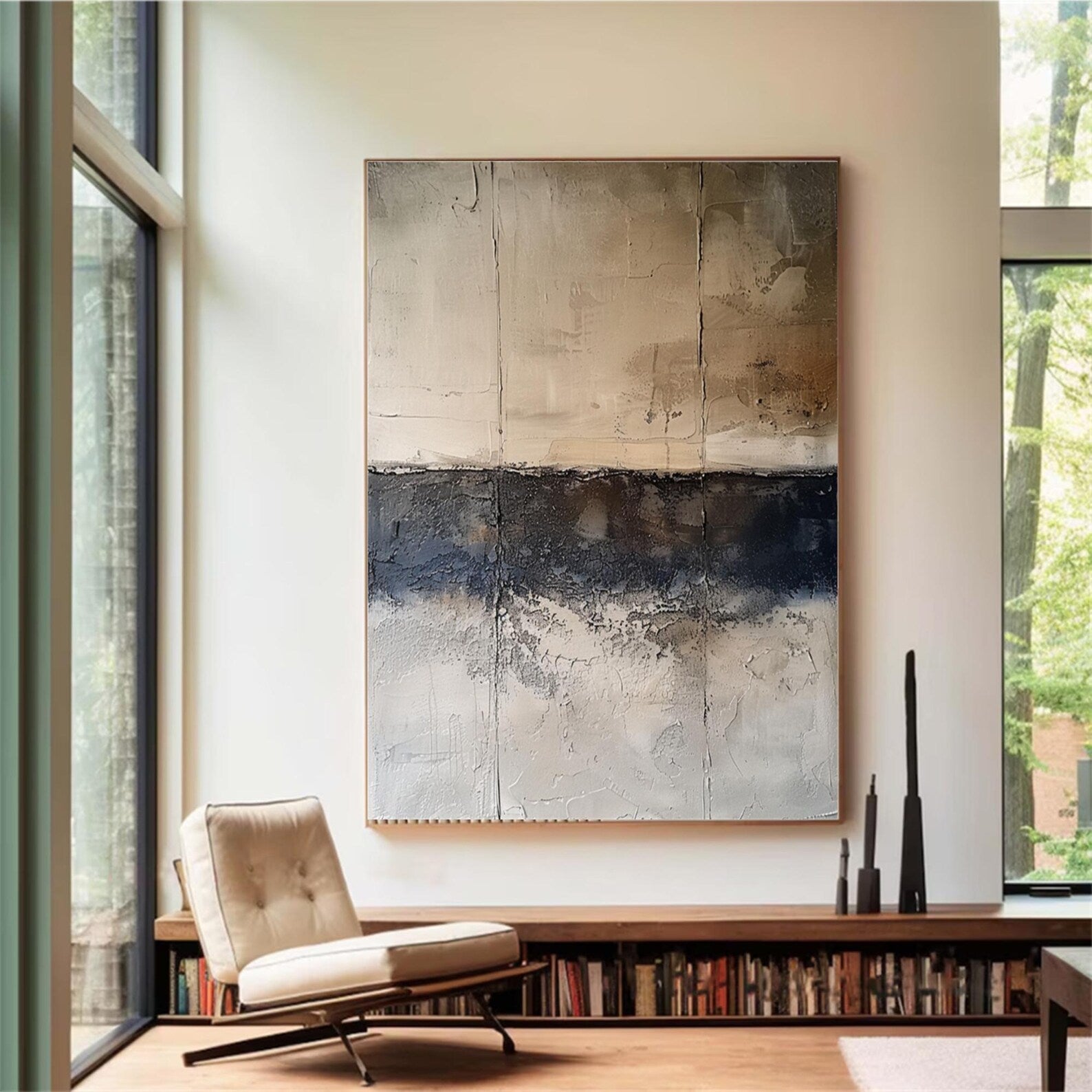 Textured Neutral Contrast | Beige Navy