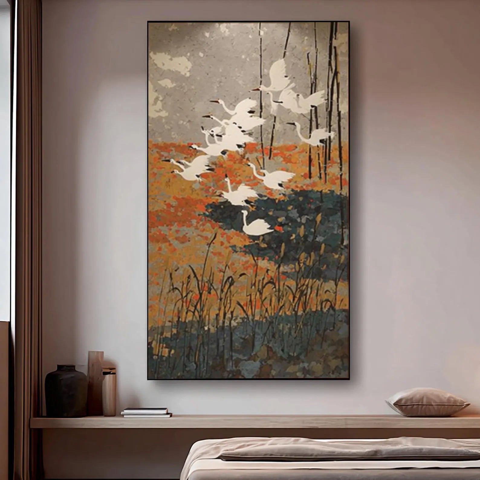 Textured Crane Serenity | White Orange
