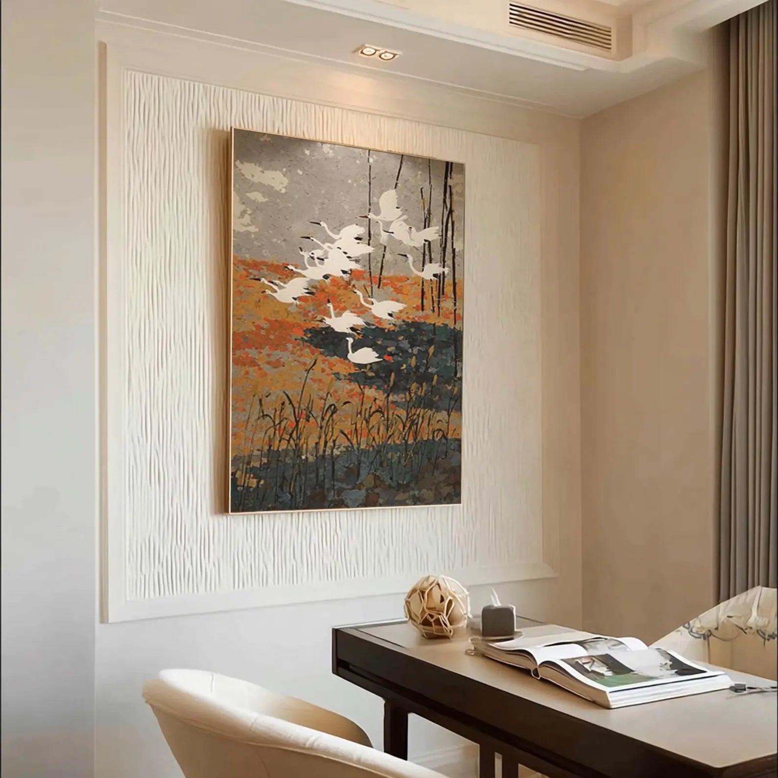 Textured Crane Serenity | White Orange