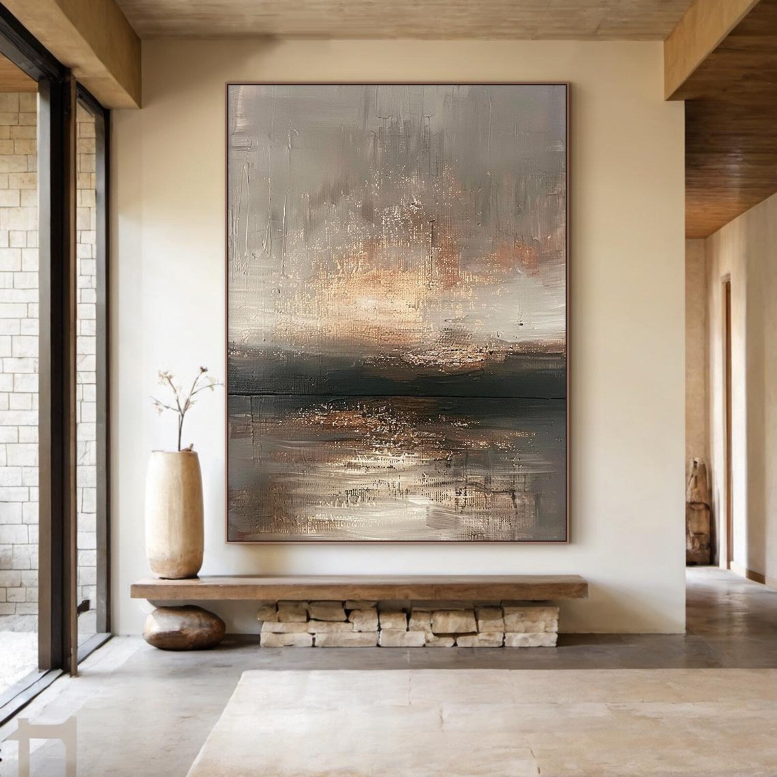 Textured Abstract Radiance | Gray Gold