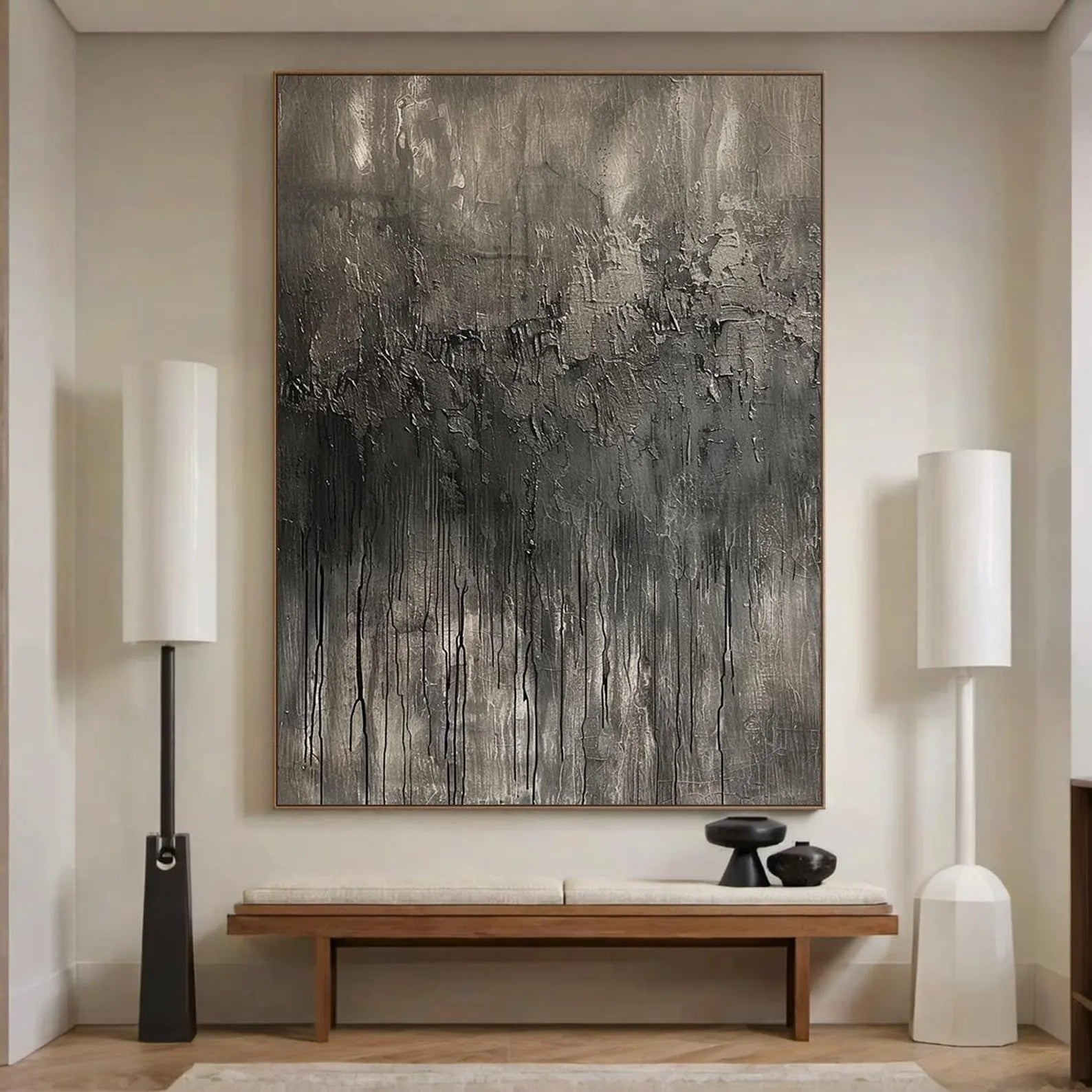 Textured Monochrome Flow | Grey Drip