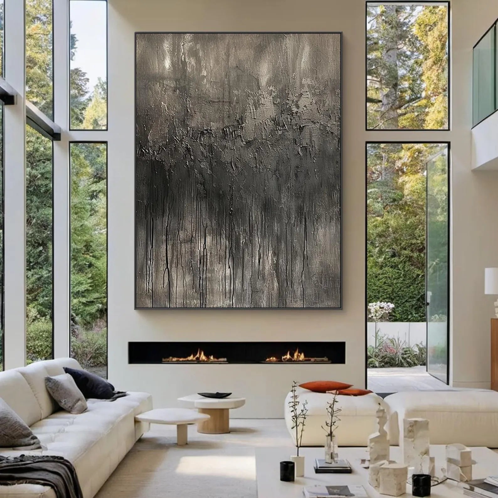 Textured Monochrome Flow | Grey Drip