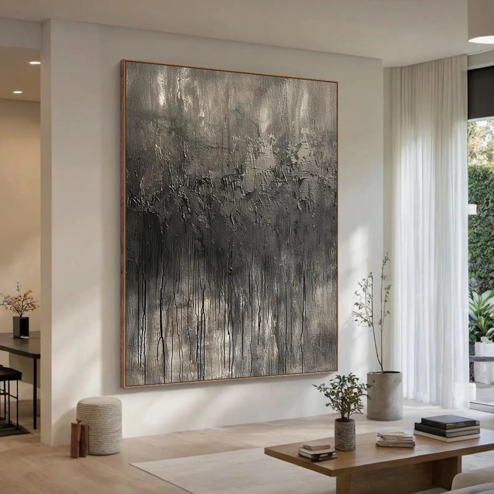 Textured Monochrome Flow | Grey Drip