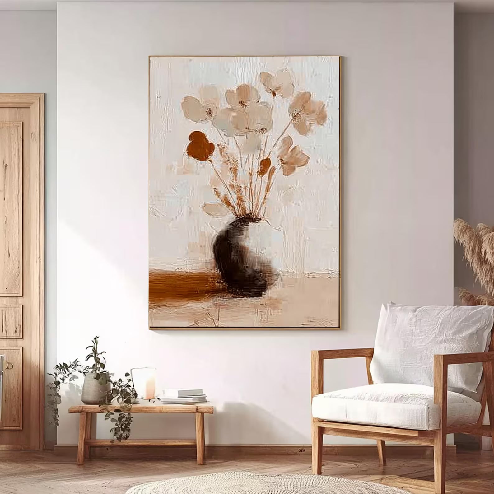 Textured Floral Serenity | Beige Bloom