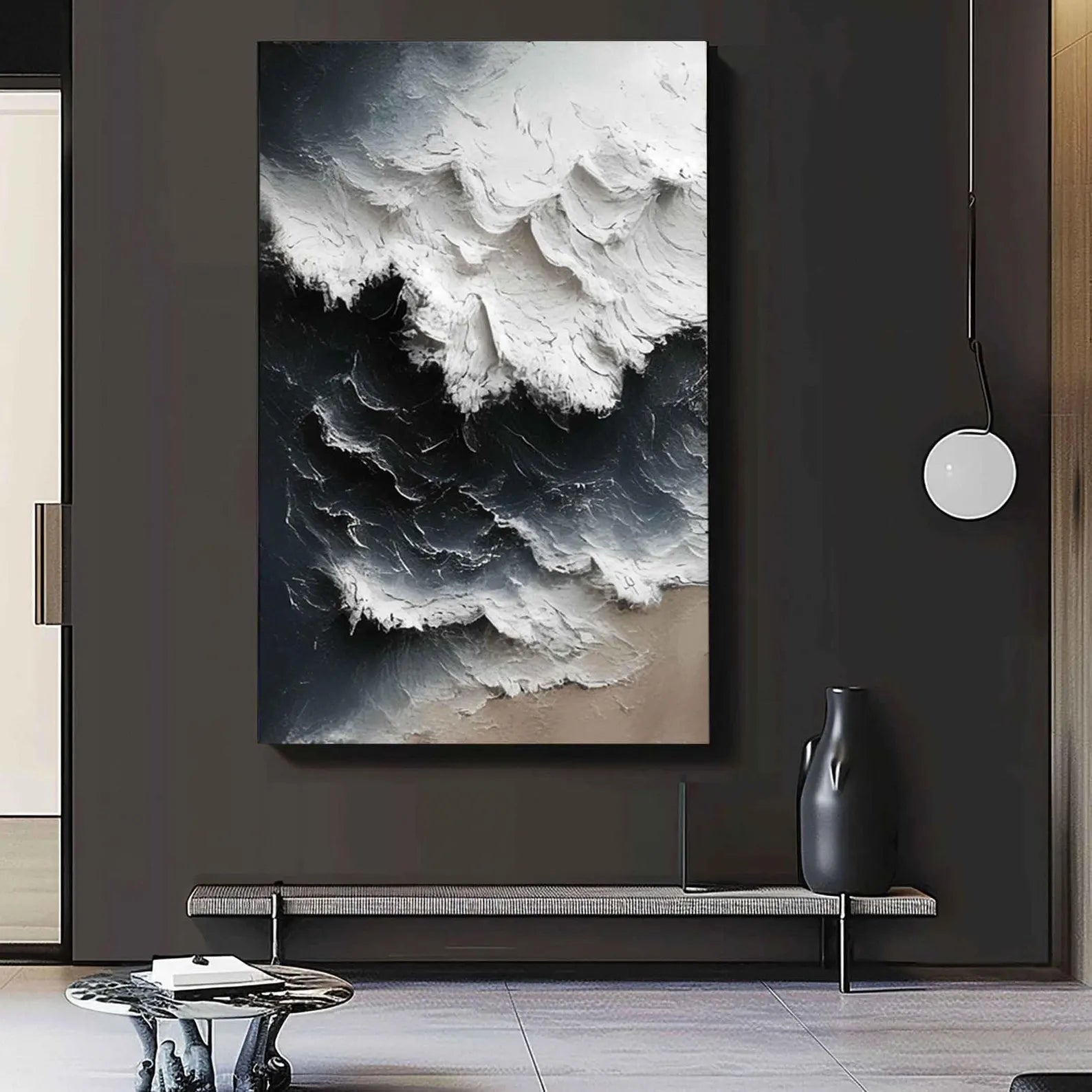 Textured Wave Drama | Black White