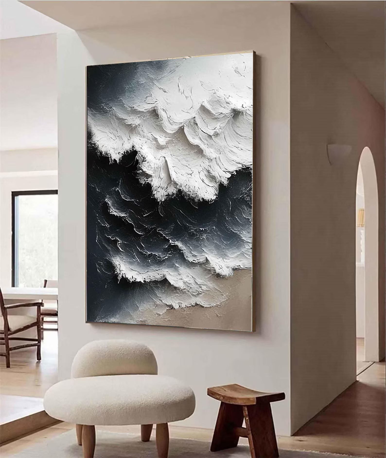 Textured Wave Drama | Black White