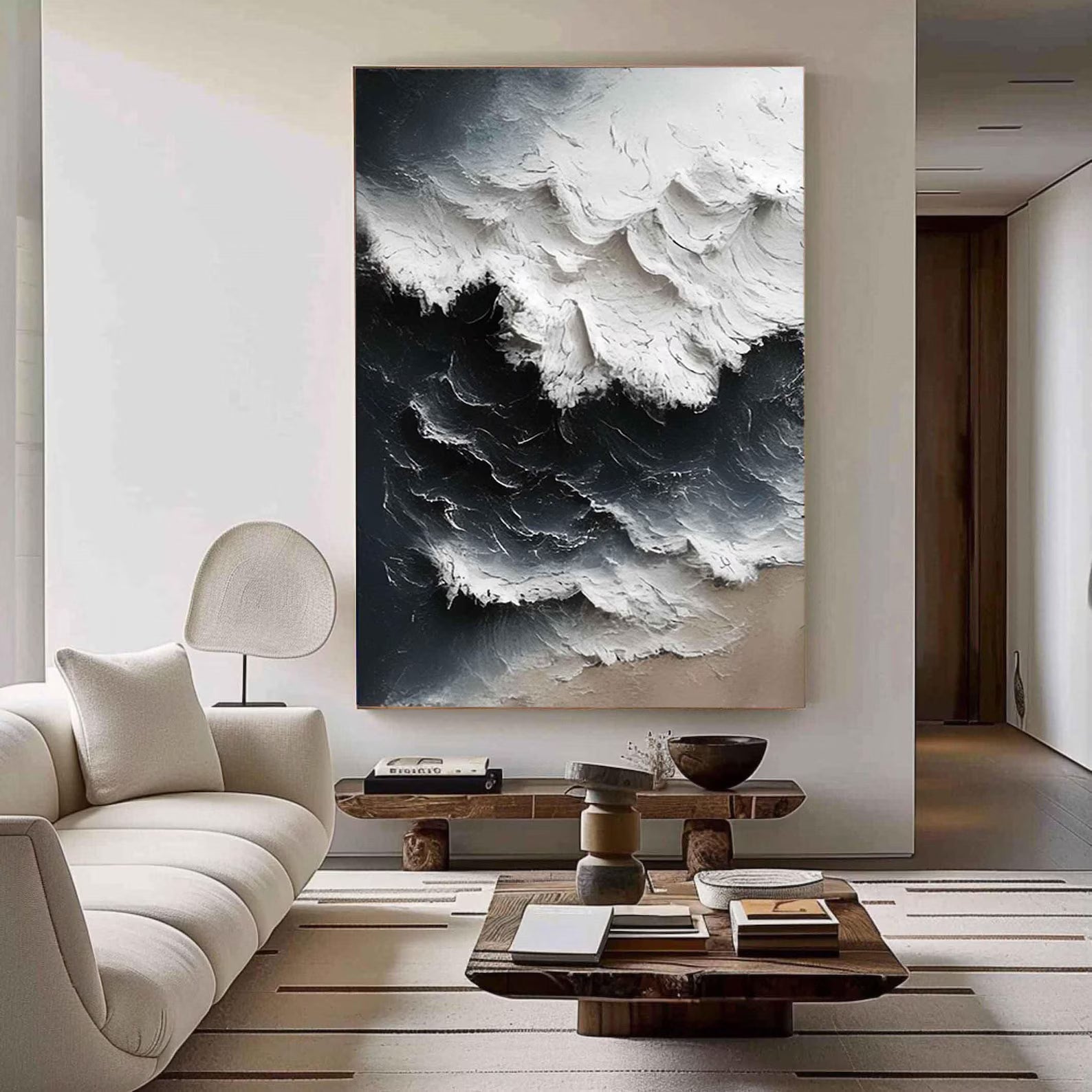 Textured Wave Drama | Black White