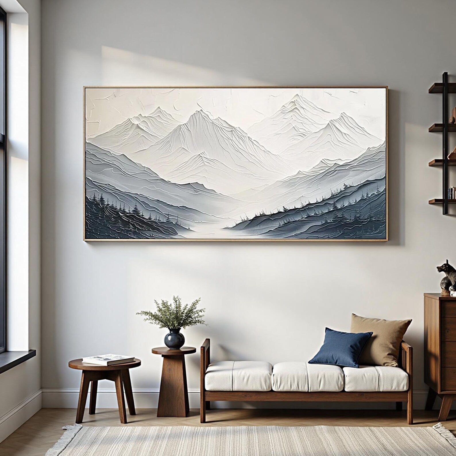 Textured Minimalist Mountain Art | Subtle Valleys Flow