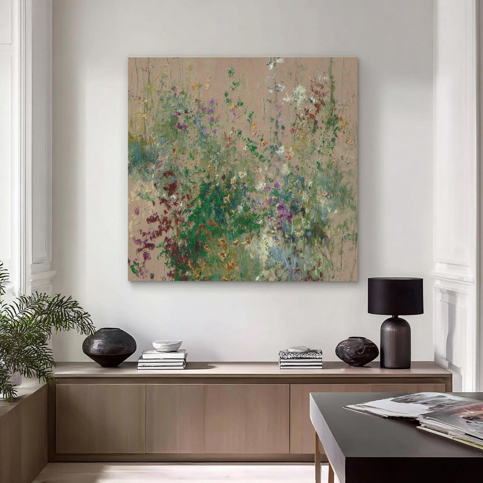 Textured Floral Whimsy | Green Beige