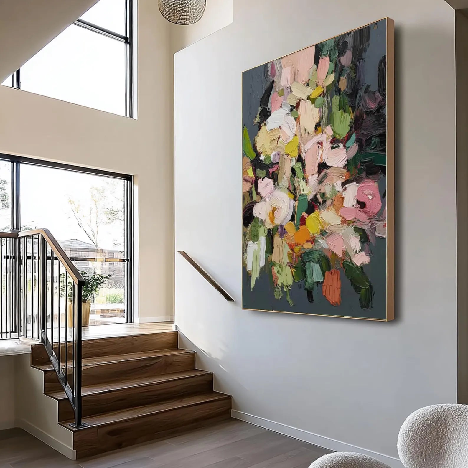 Textured Floral Vibrance | Pink Green