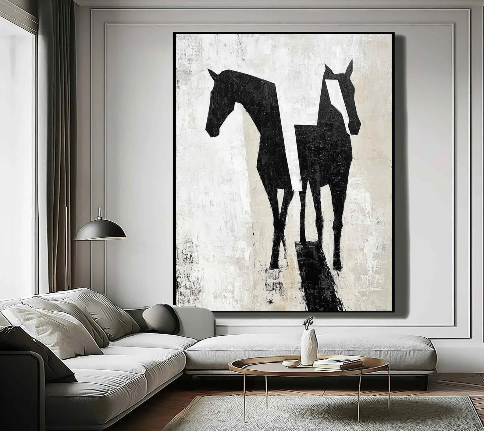 Geometric Horse Art | Monochrome Sophistication