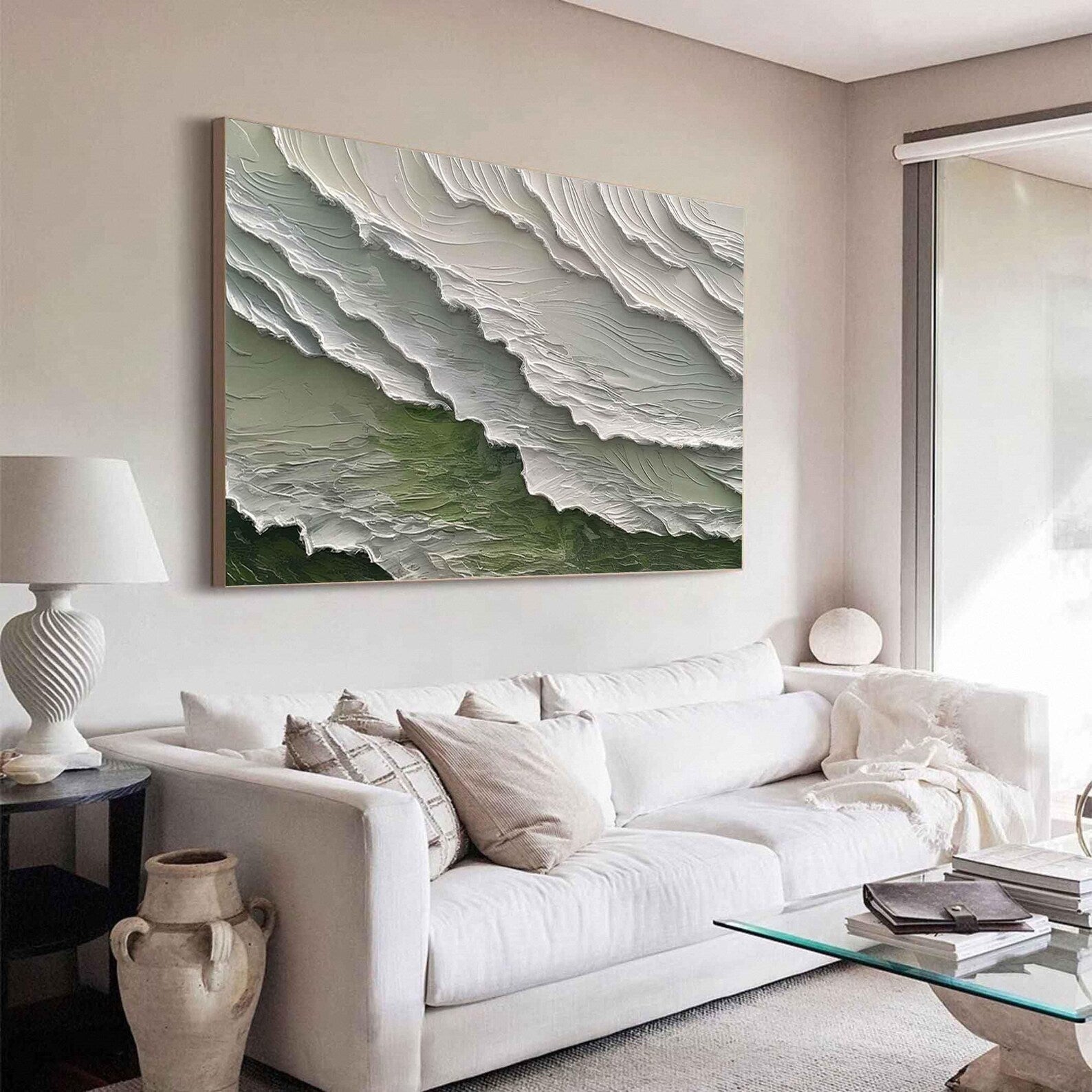 Textured Wave Grandeur | Green Whirl