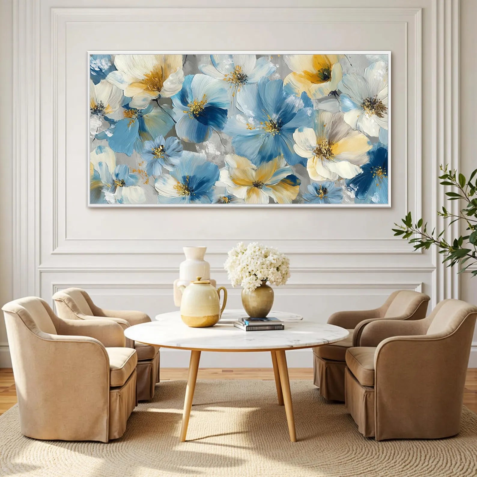 Textured Floral Opulence | Azure Blooms