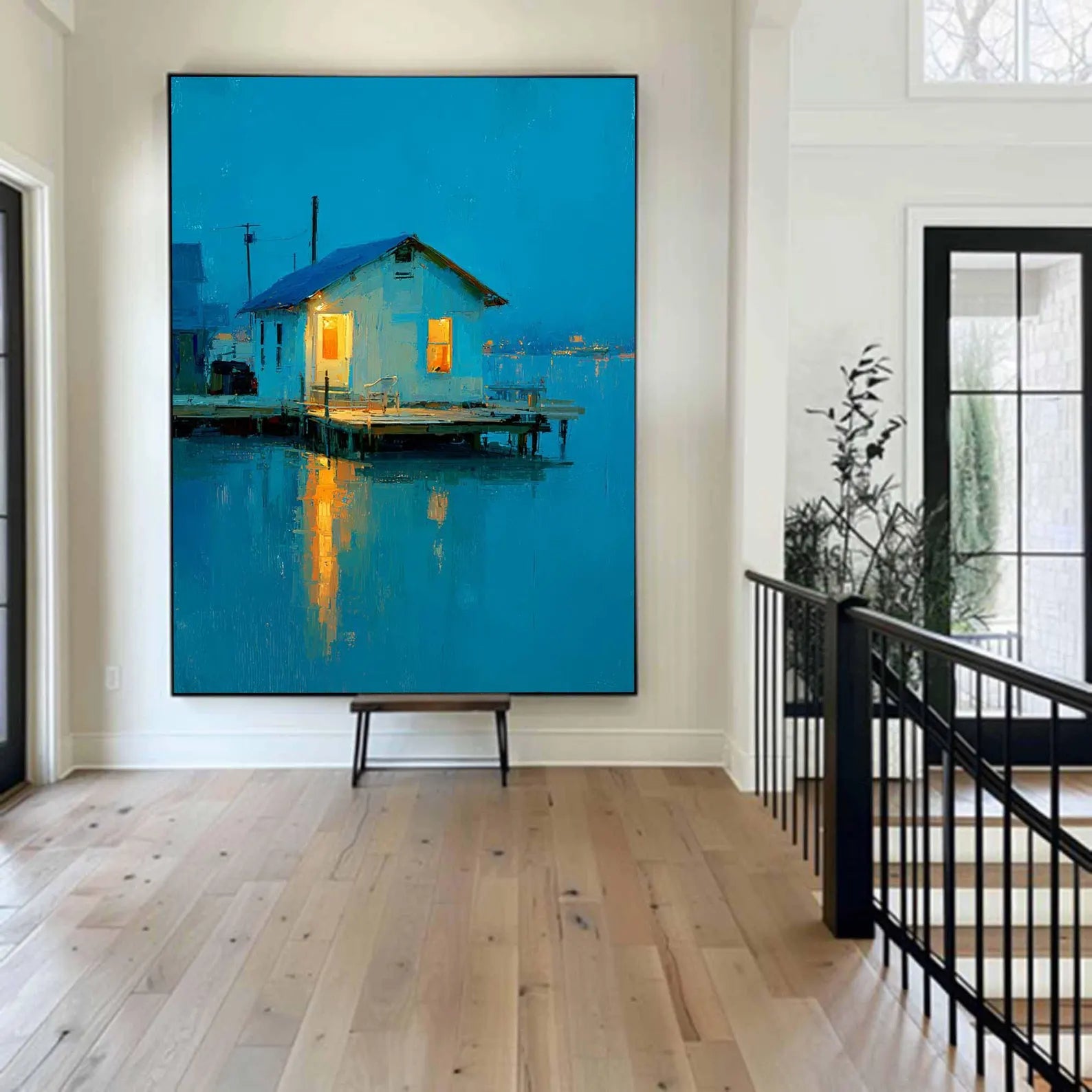 Serene Blue Cottage Art | Coastal Tranquility
