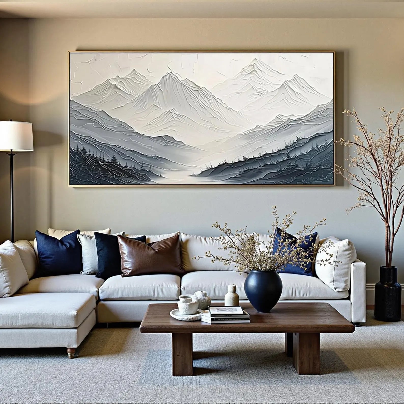 Textured Minimalist Mountain Art | Subtle Valleys Flow