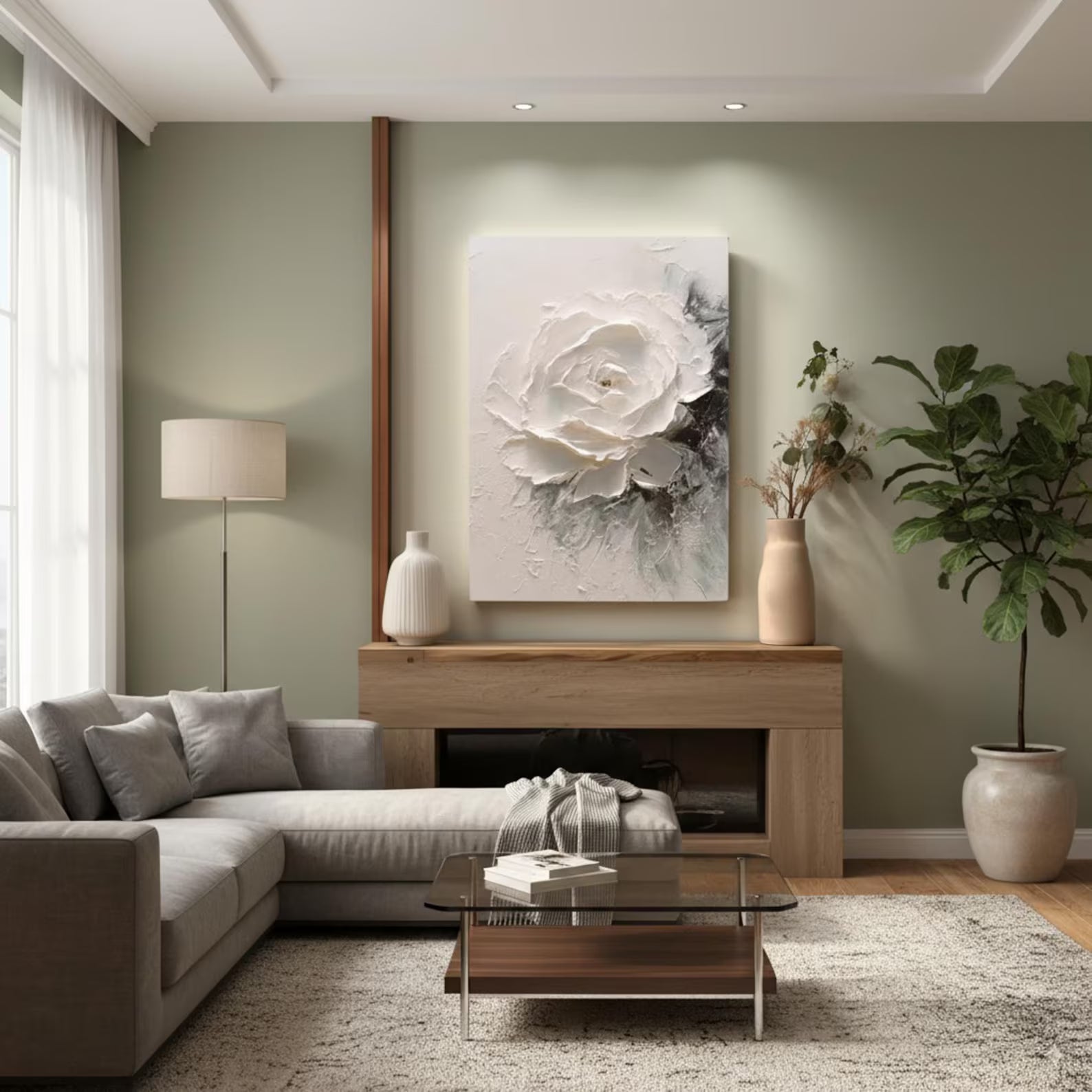 Textured Rosette Opulence | Alabaster Relief