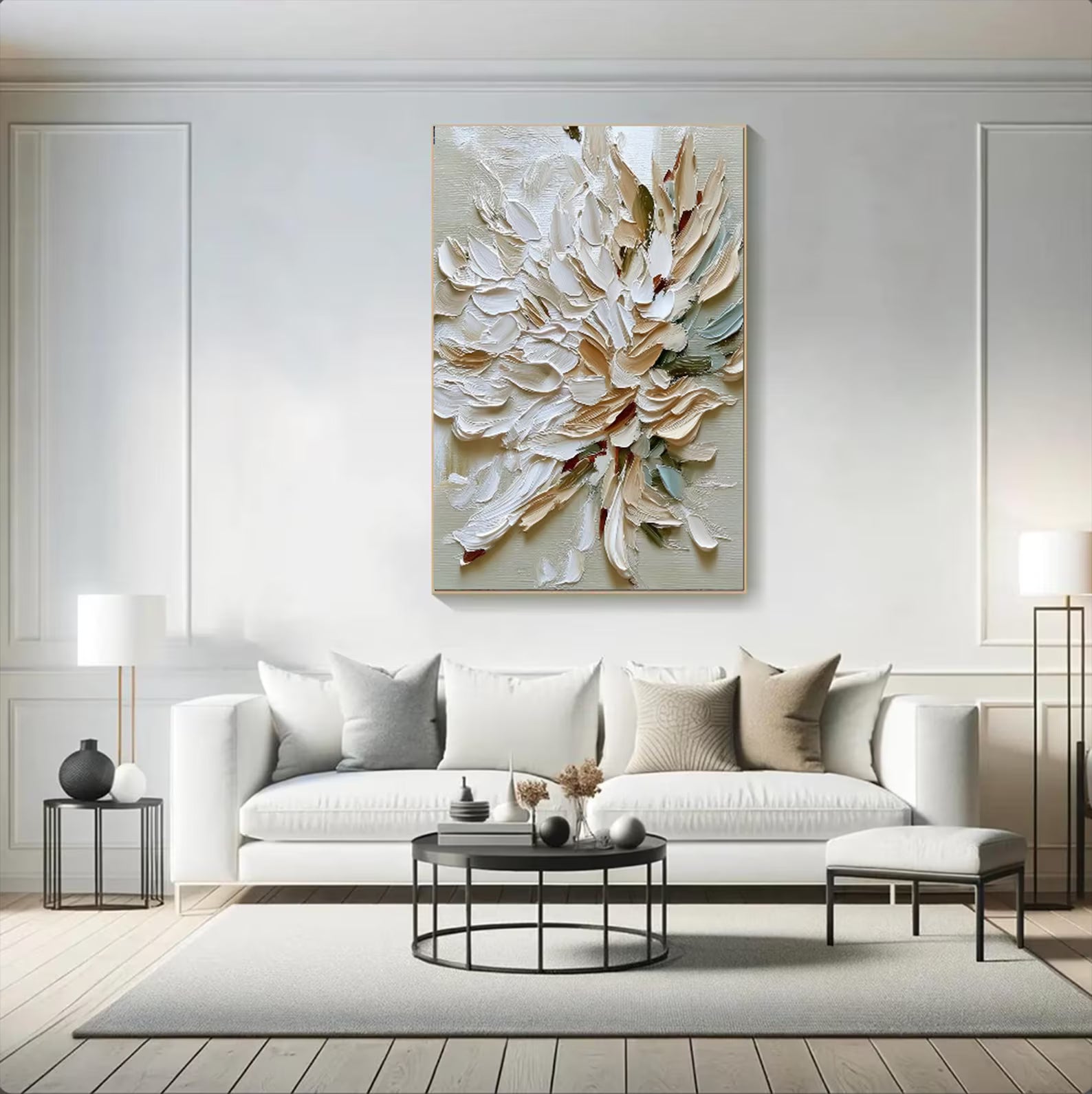 Textured Floral Elegance | Beige Blossom