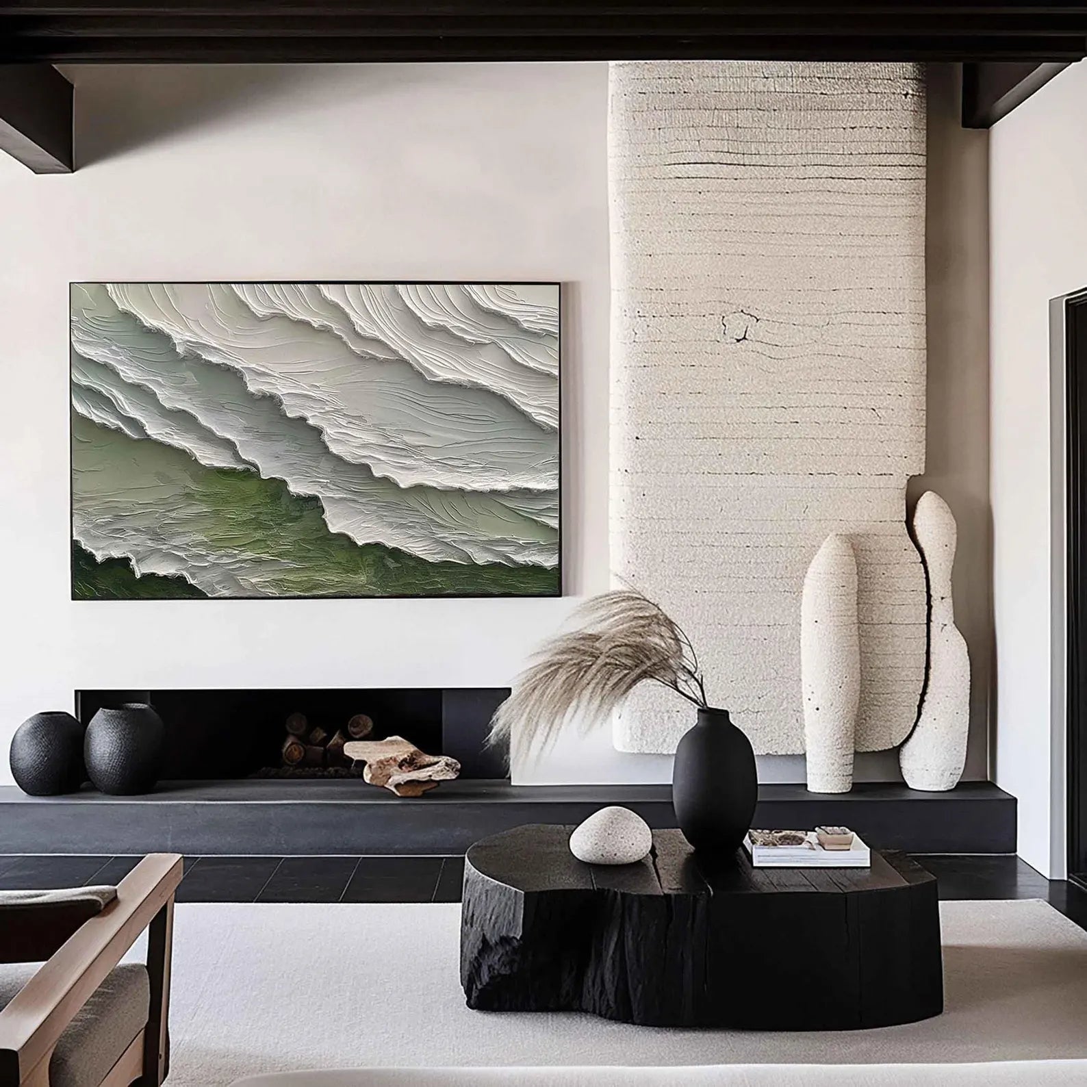 Textured Wave Grandeur | Green Whirl