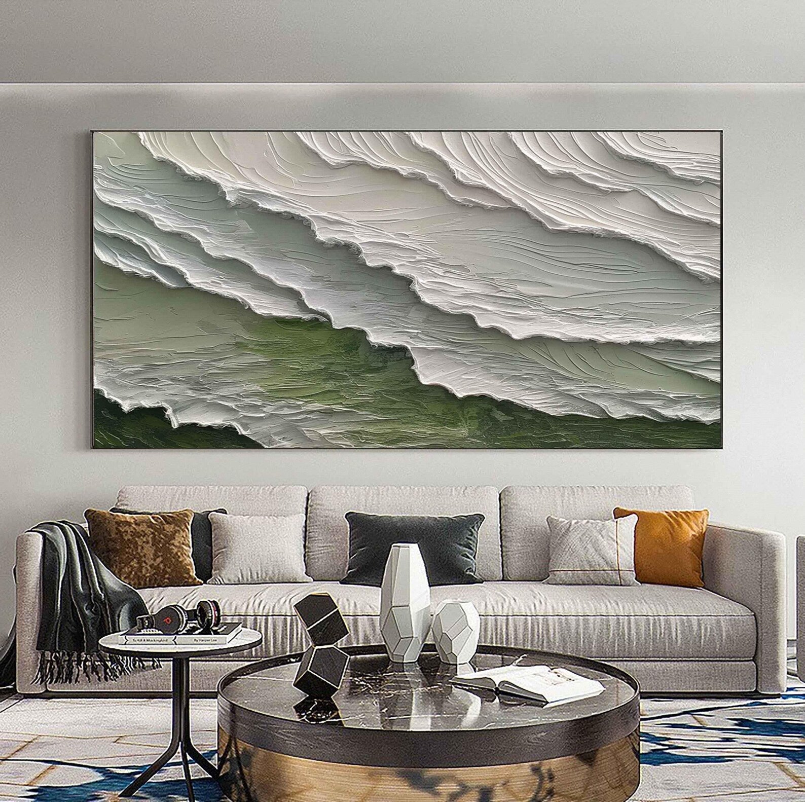 Textured Wave Grandeur | Green Whirl