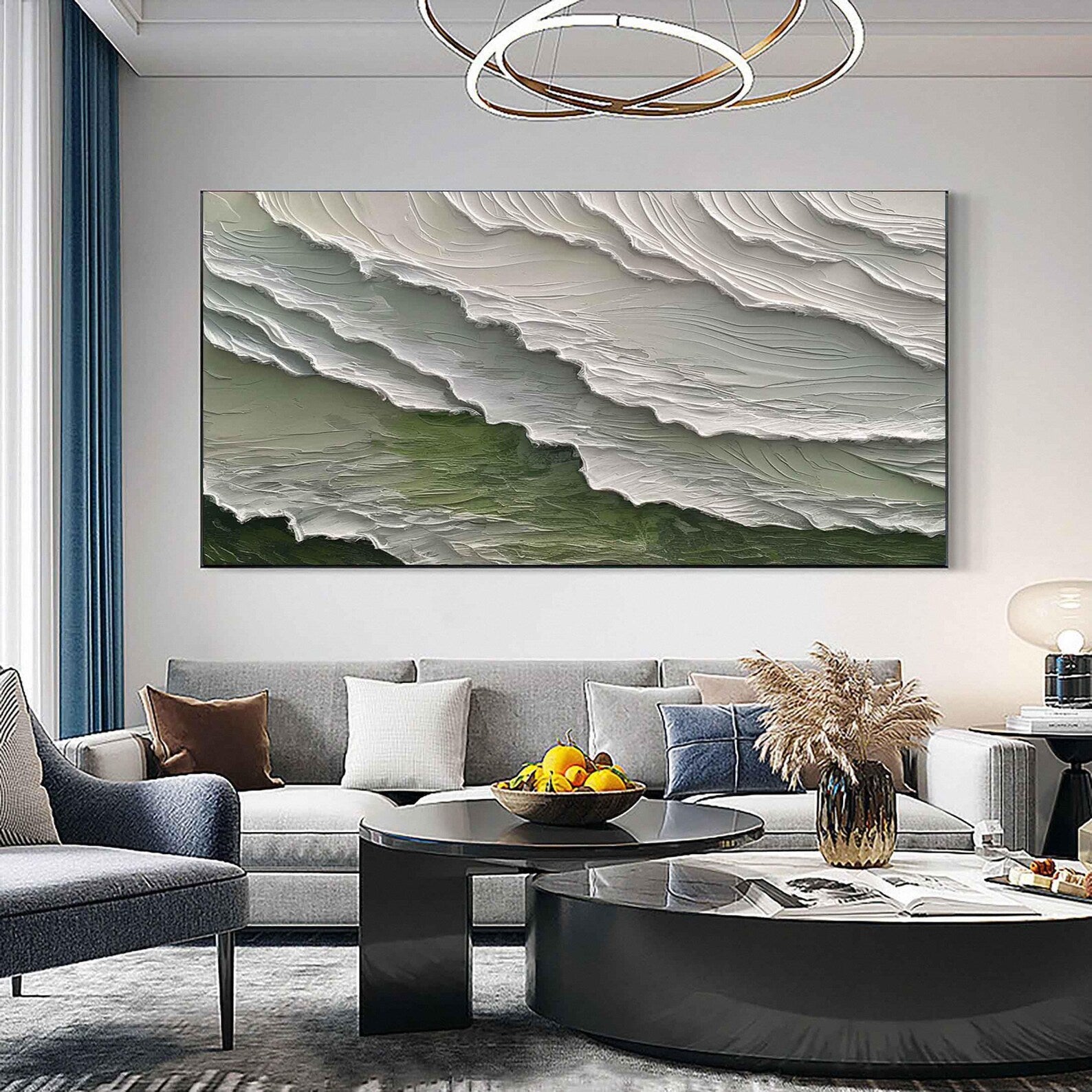 Textured Wave Grandeur | Green Whirl