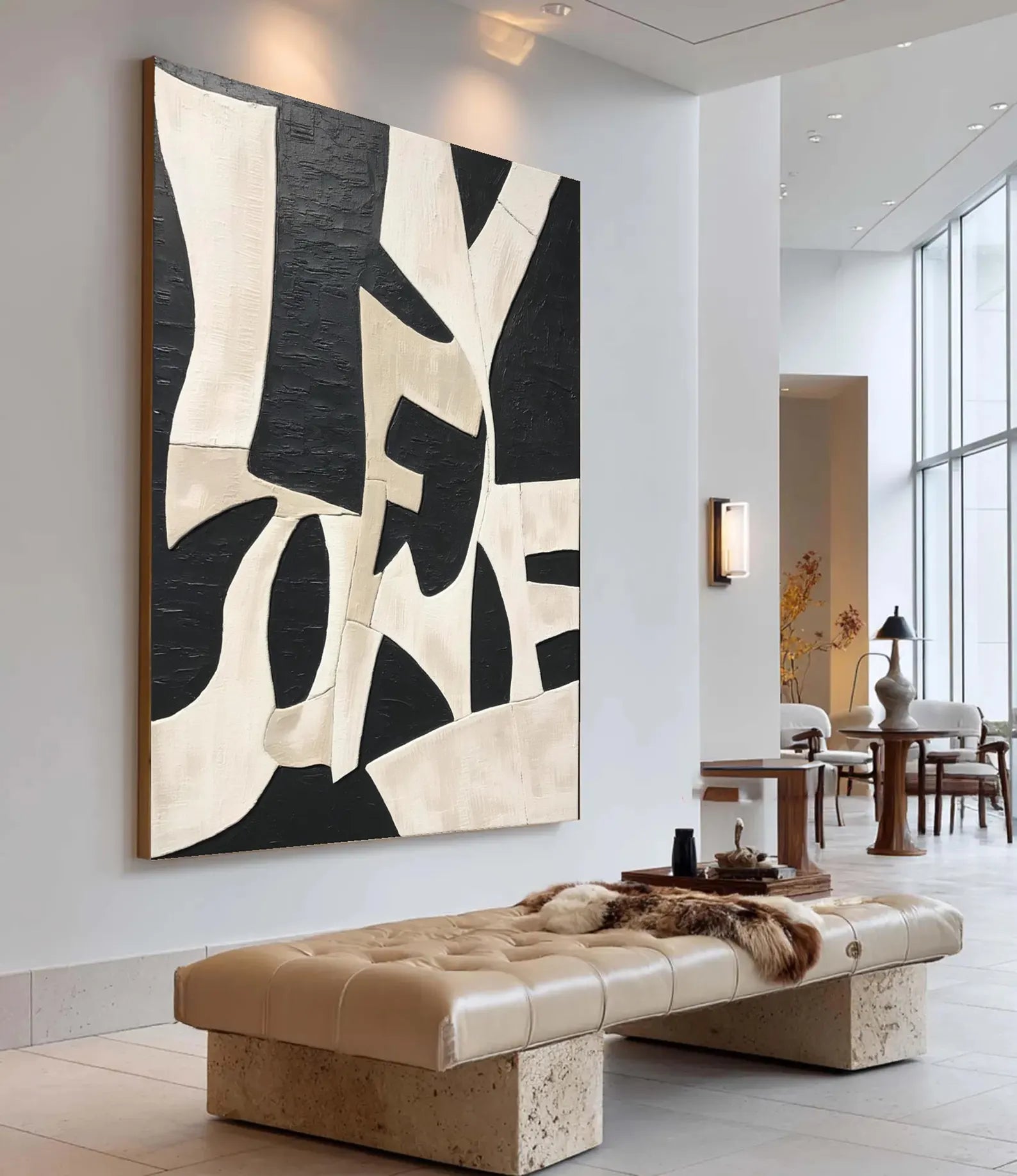 Textured Geometric Contrast | Black Beige