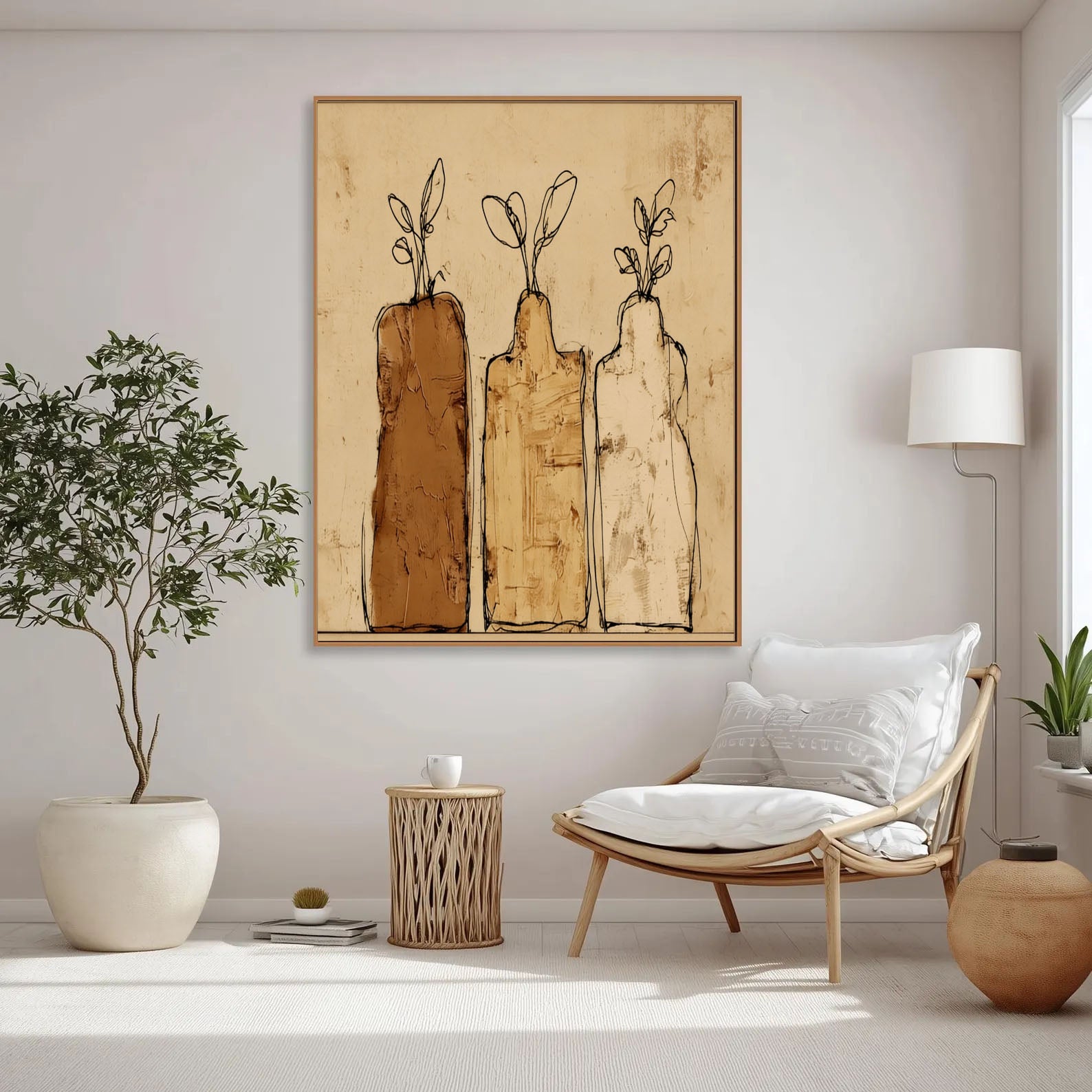 Textured Vase Trio | Warm Neutrals