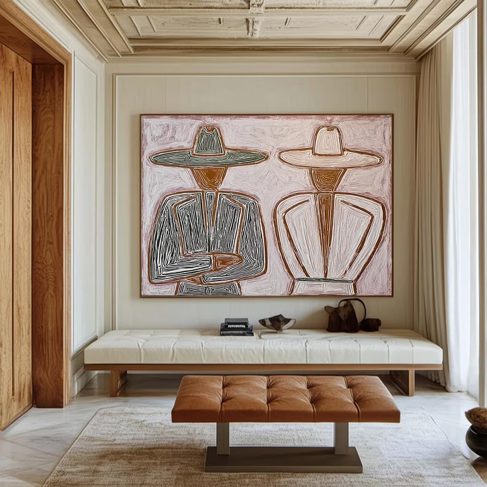 Textured Hat-Clad Silhouettes | Blush Hues