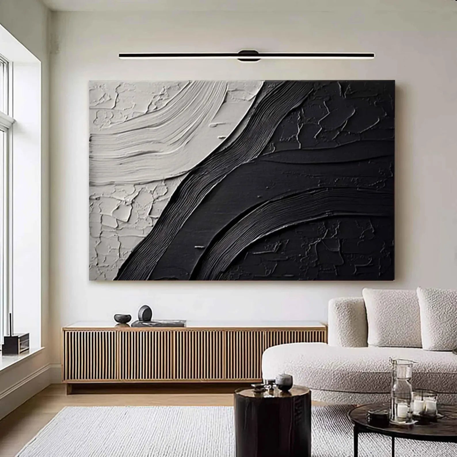 Textured Contrast Flow | Black White