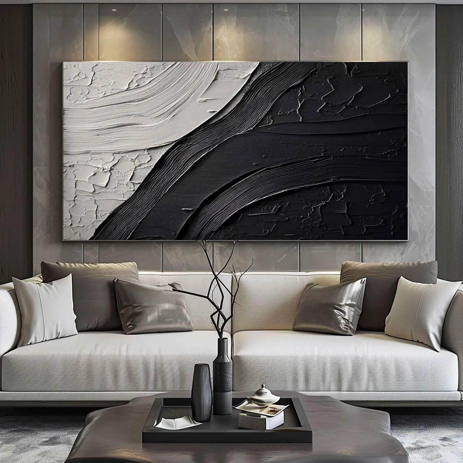 Textured Contrast Flow | Black White