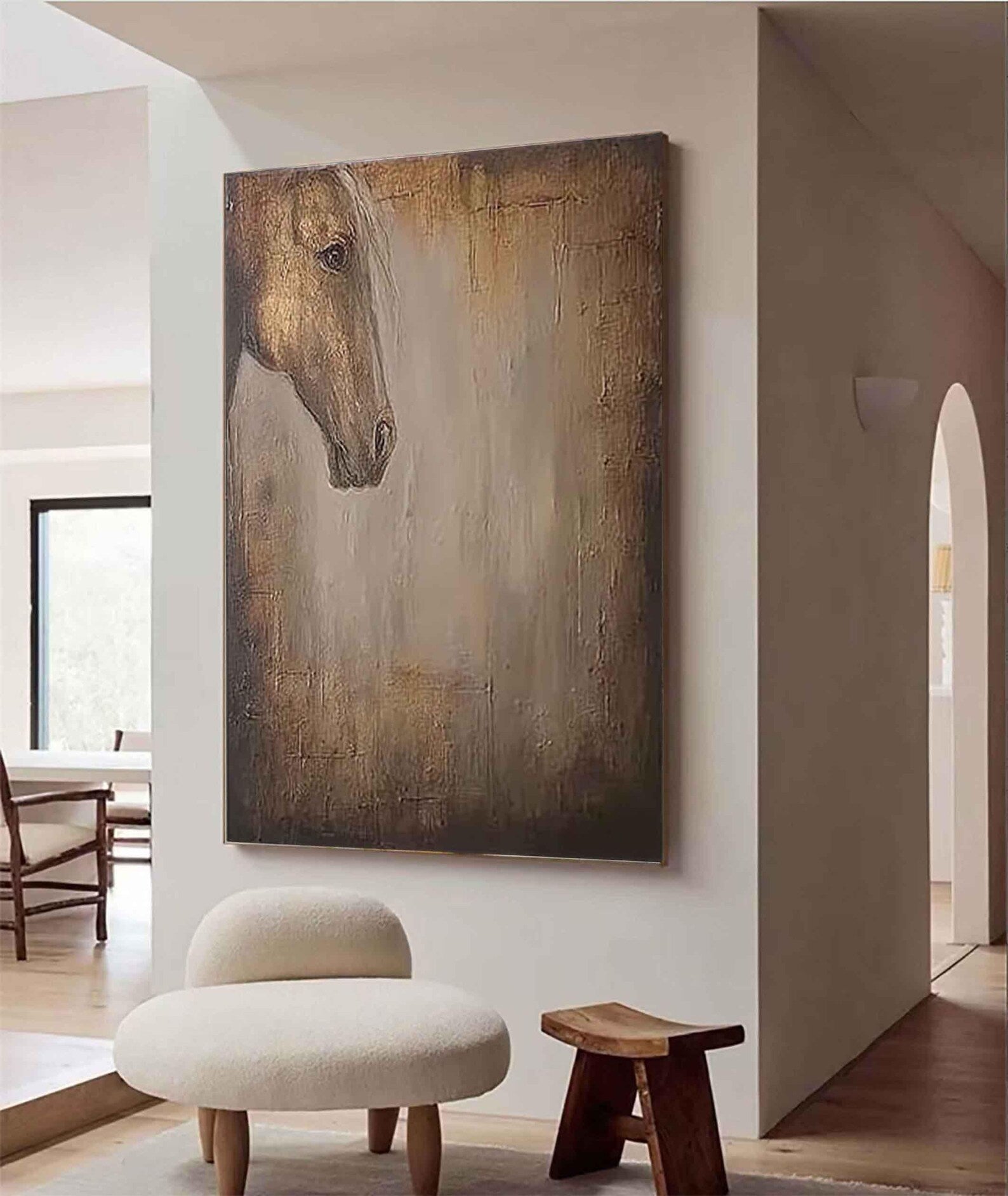 Textured Equine Grandeur | Brown Beige