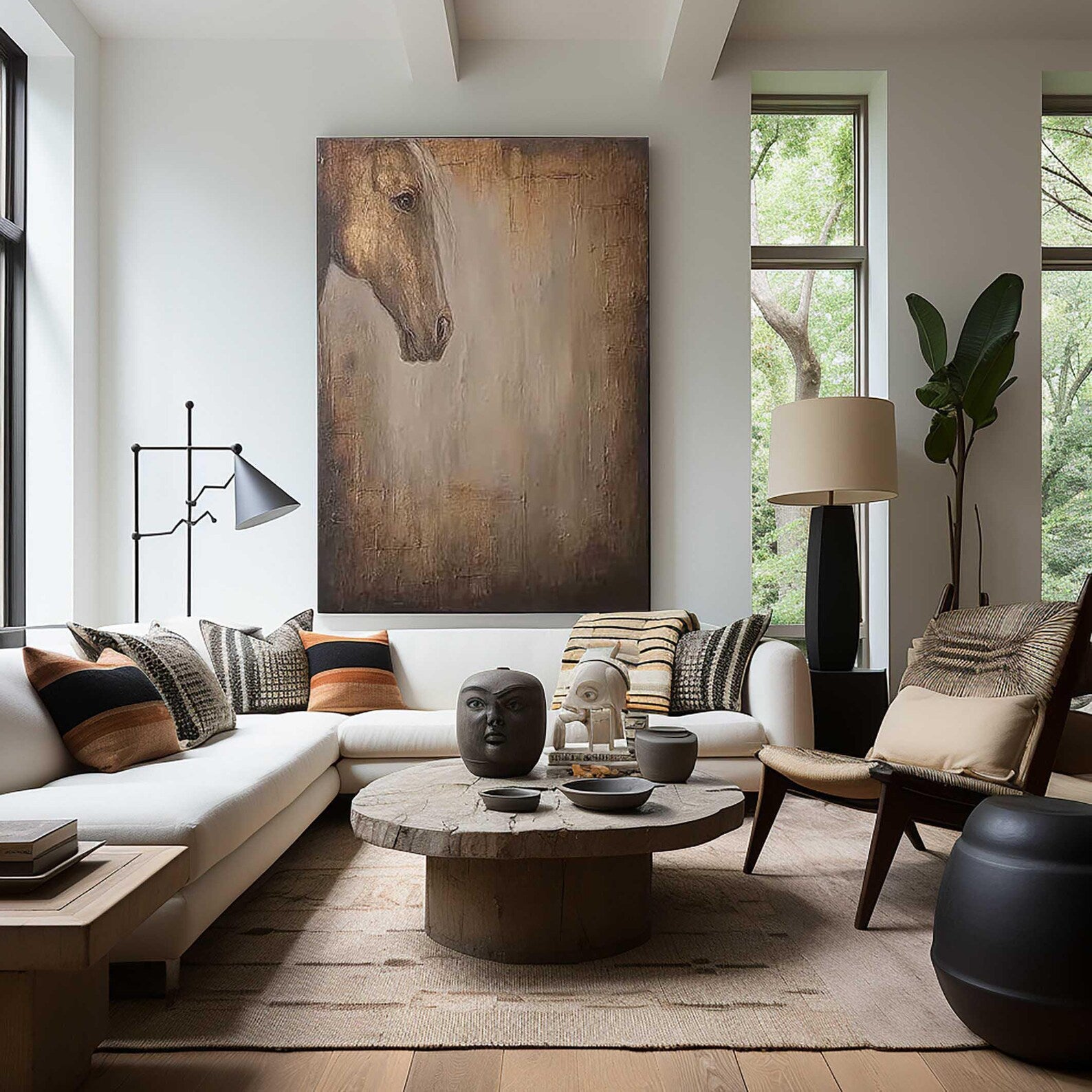 Textured Equine Grandeur | Brown Beige