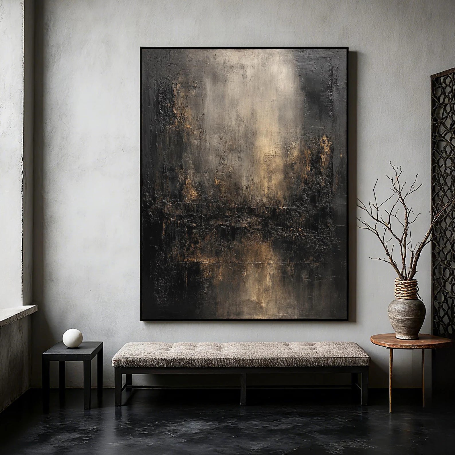 Textured Dark Grandeur | Gold Streaks