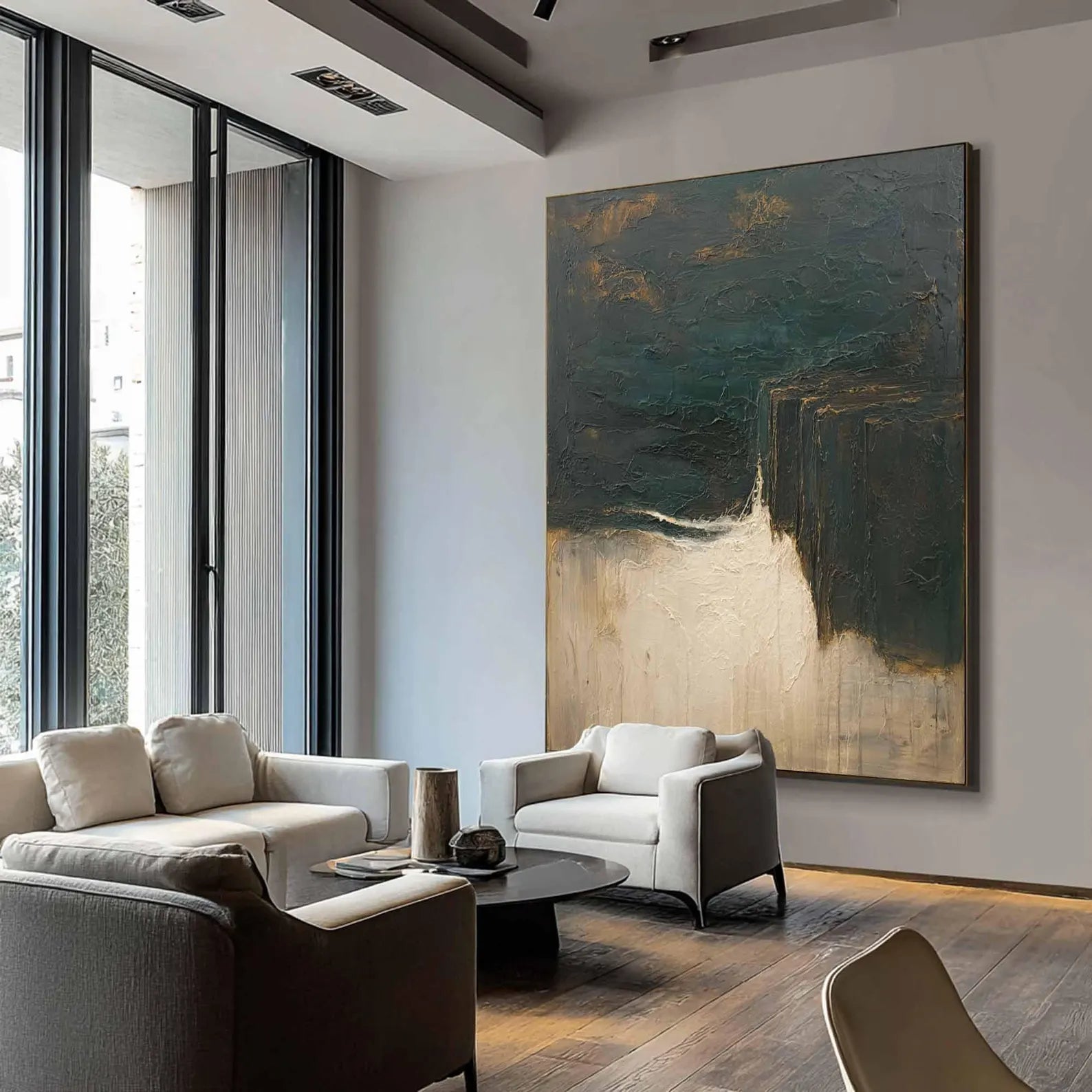 Textured Abstract Depth | Teal Beige