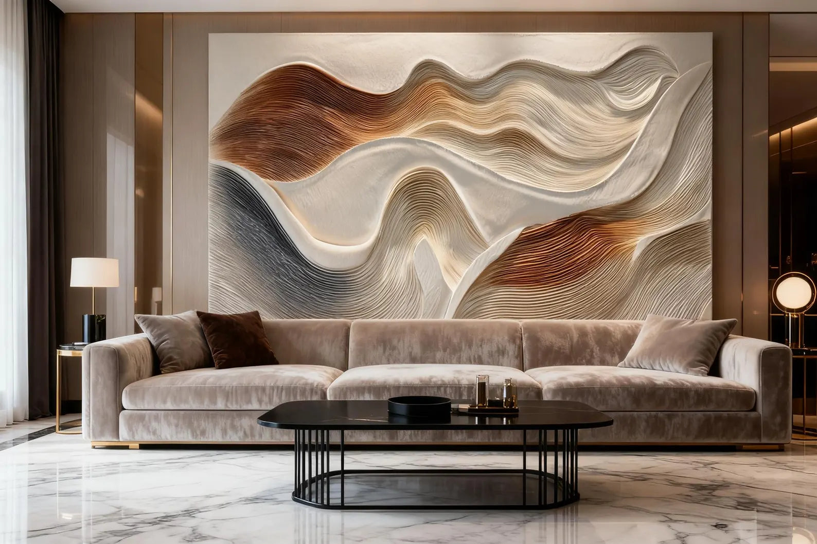 Textured Wave Harmony | Beige Brown