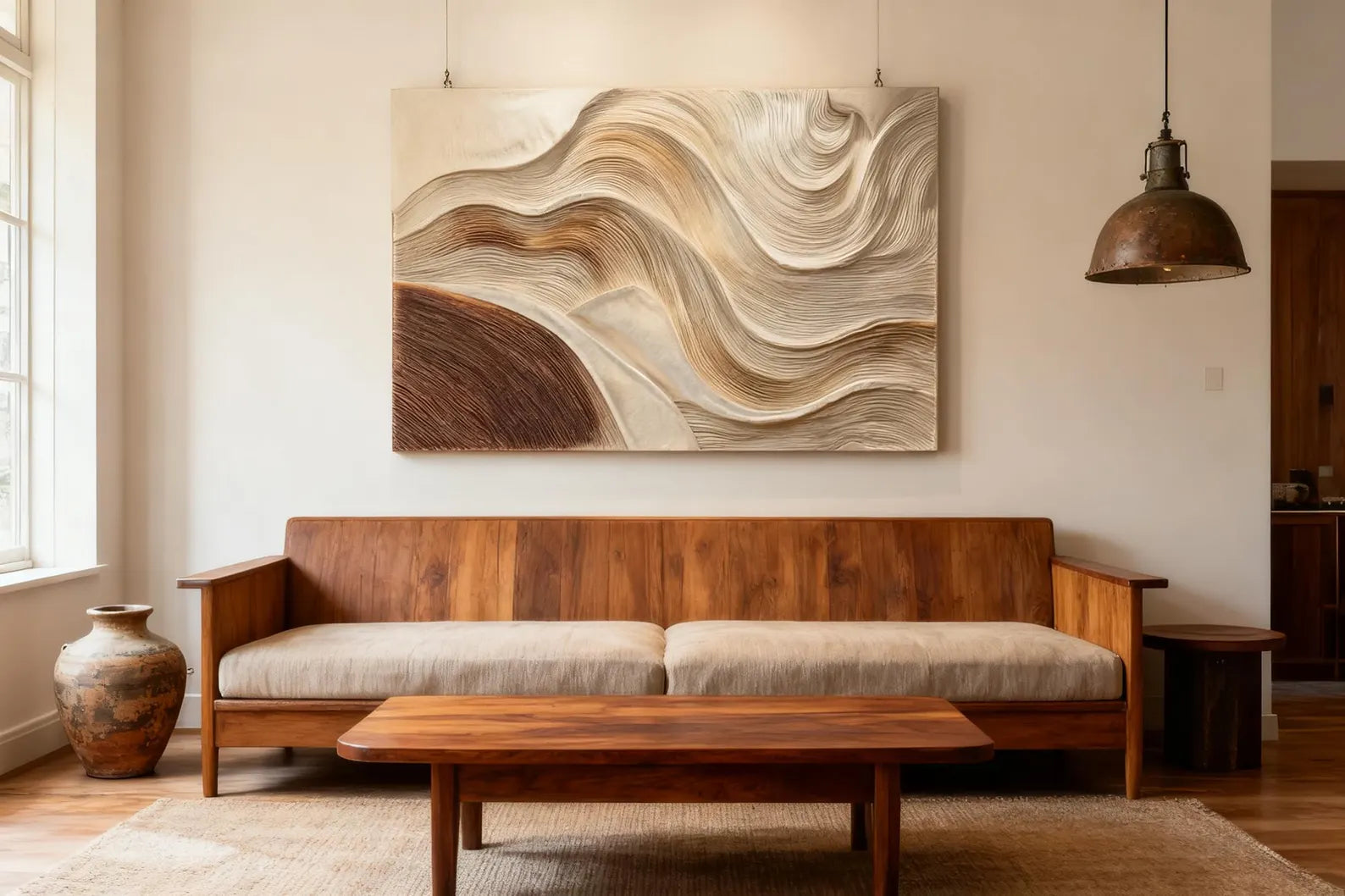 Textured Geometric Flow | Brown Beige