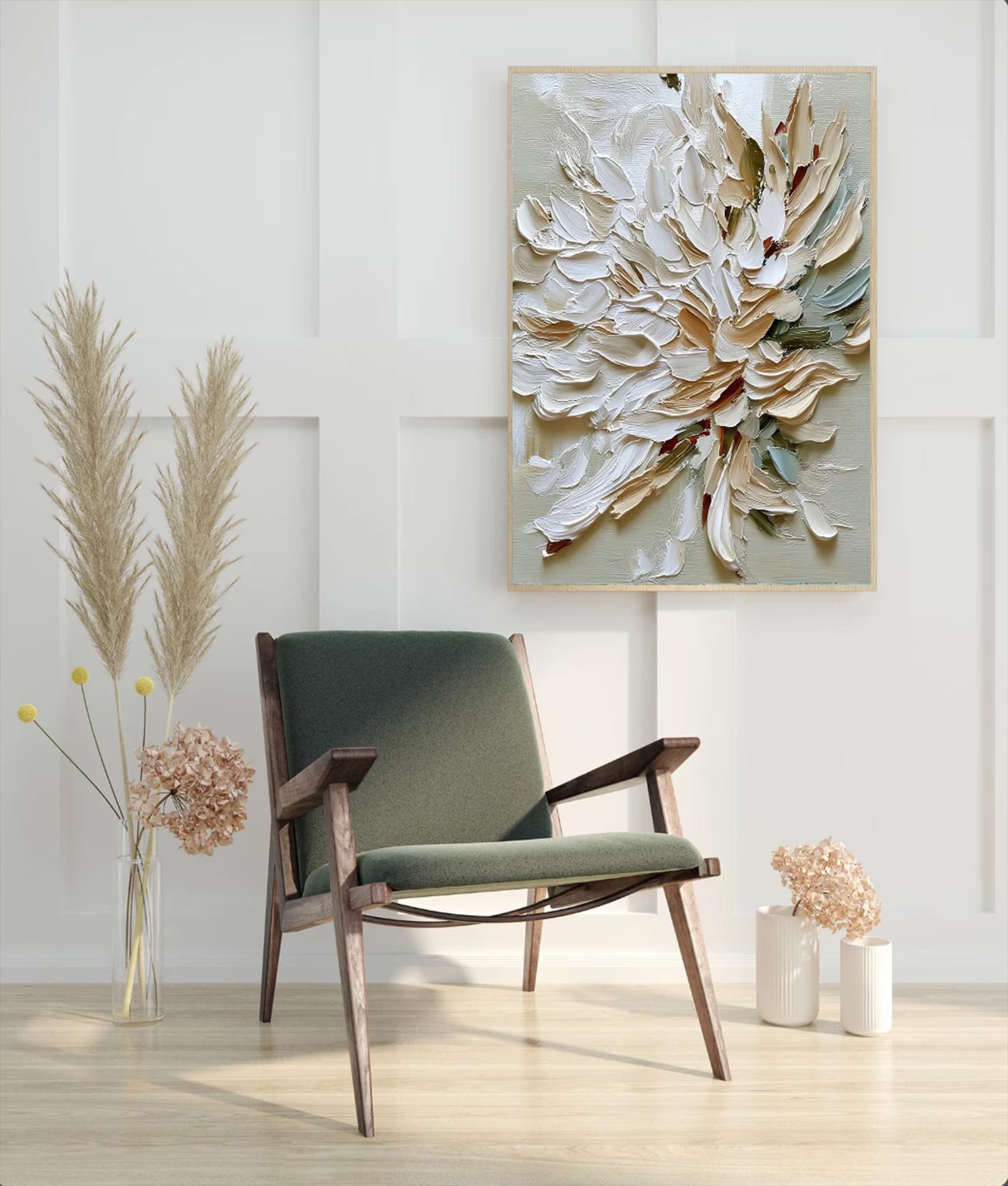 Textured Floral Elegance | Beige Blossom