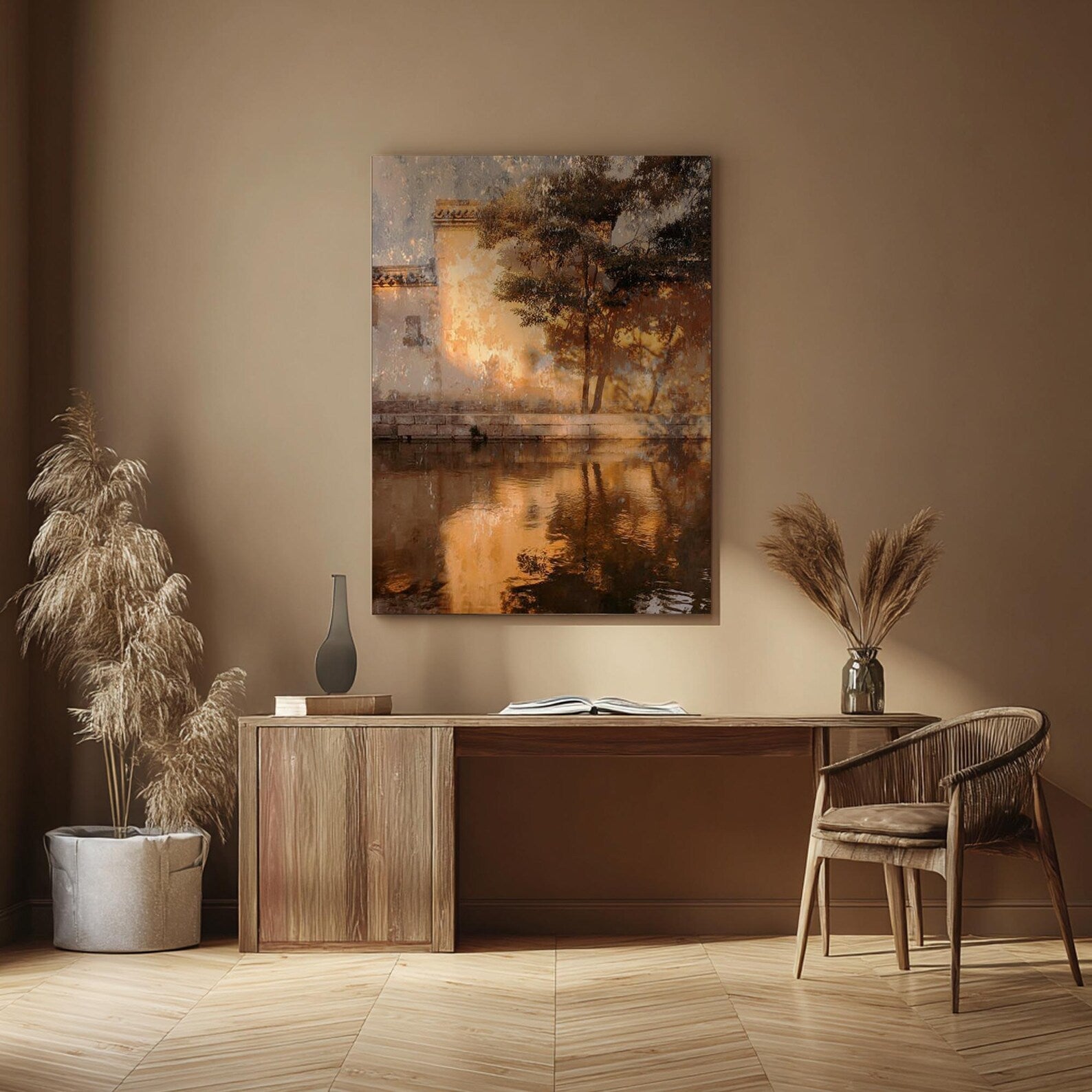 Textured Waterscape Opulence | Amber Reflections