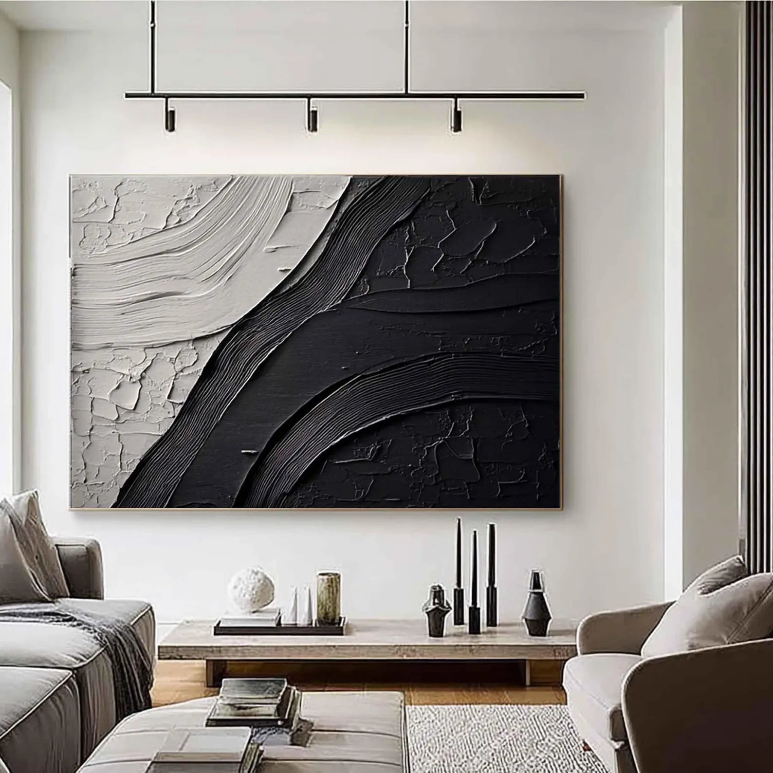 Textured Contrast Flow | Black White