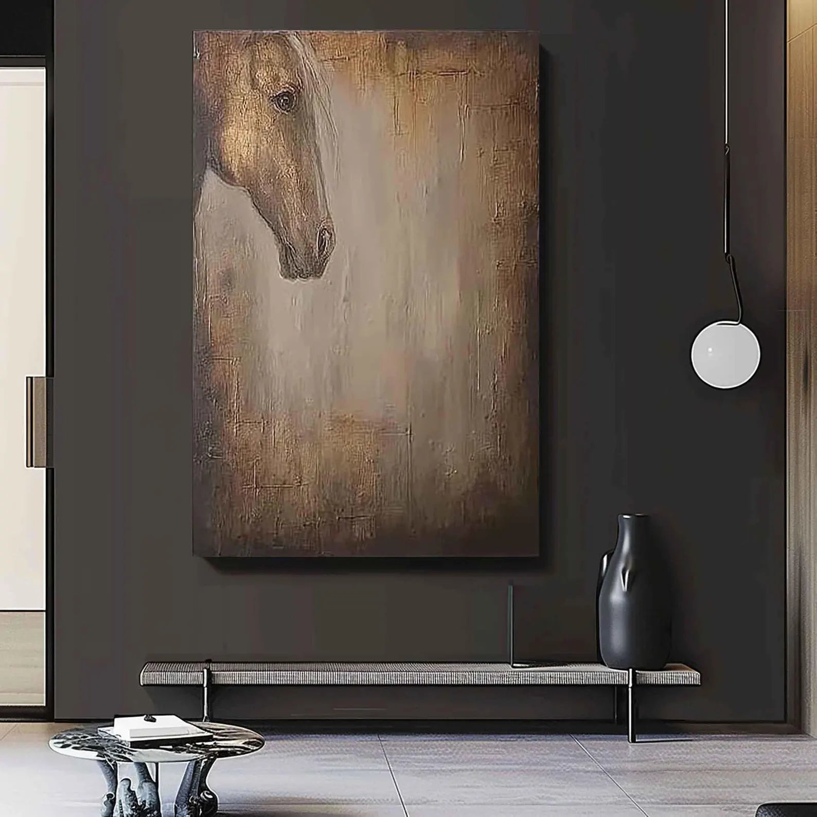 Textured Equine Grandeur | Brown Beige