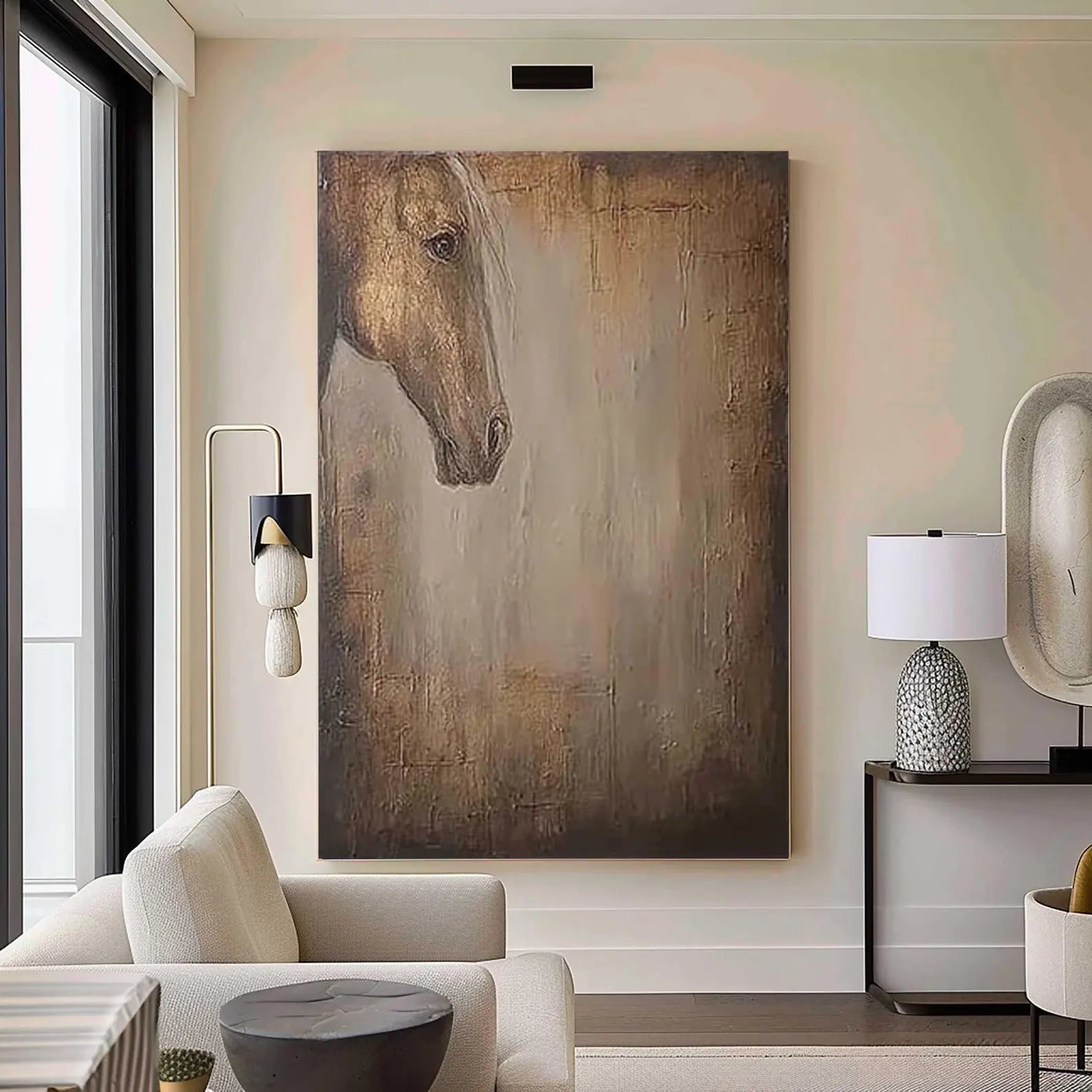 Textured Equine Grandeur | Brown Beige